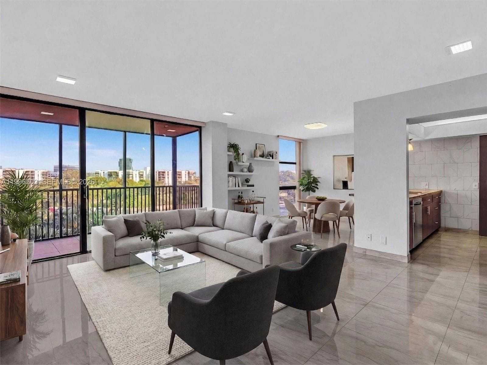 Virtually staged living room showcasing layout and space