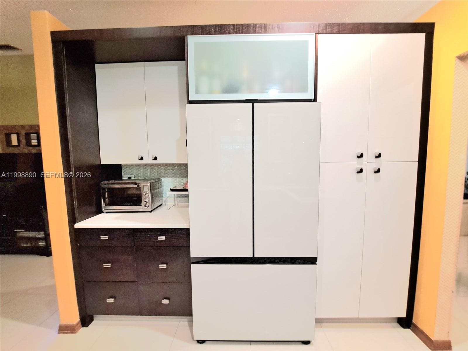 One-year old glass refrigerator
