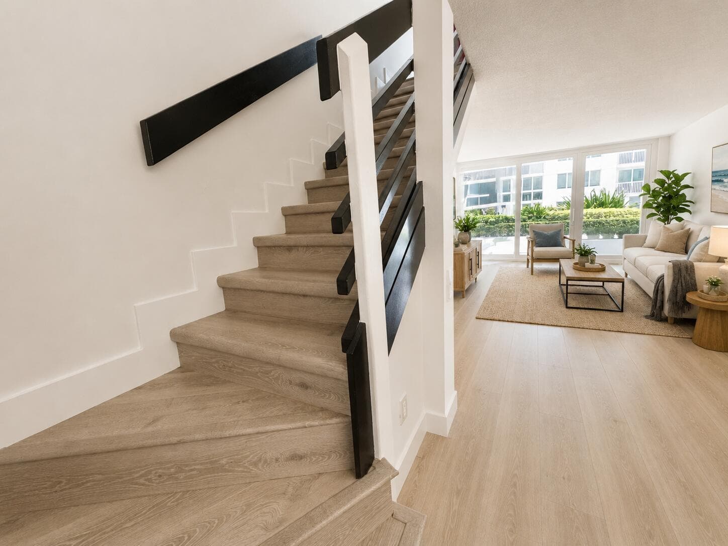 STAGED STAIRS AND LIVING ROOM TOWNHOUSE