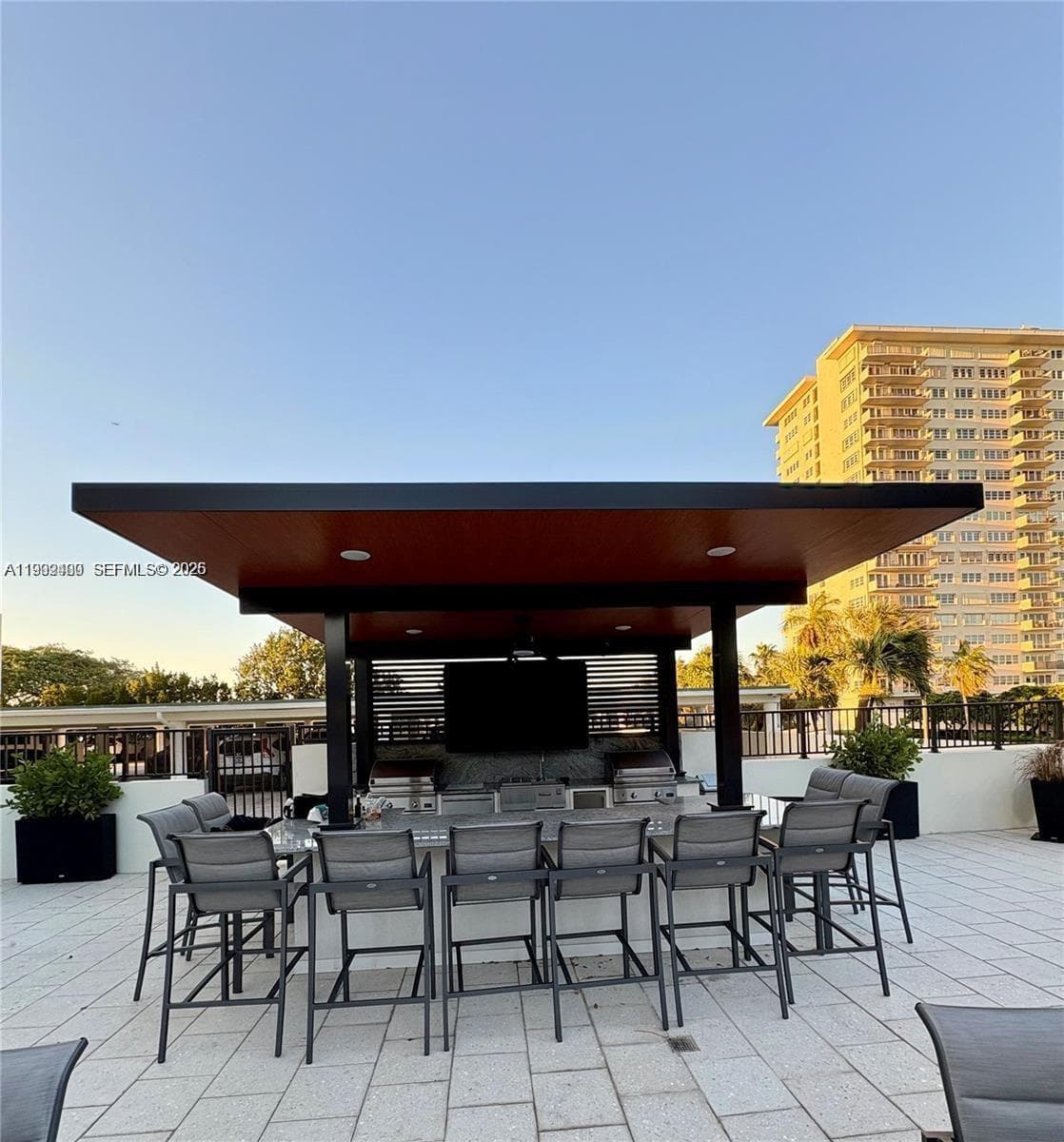 BBQ area with TV