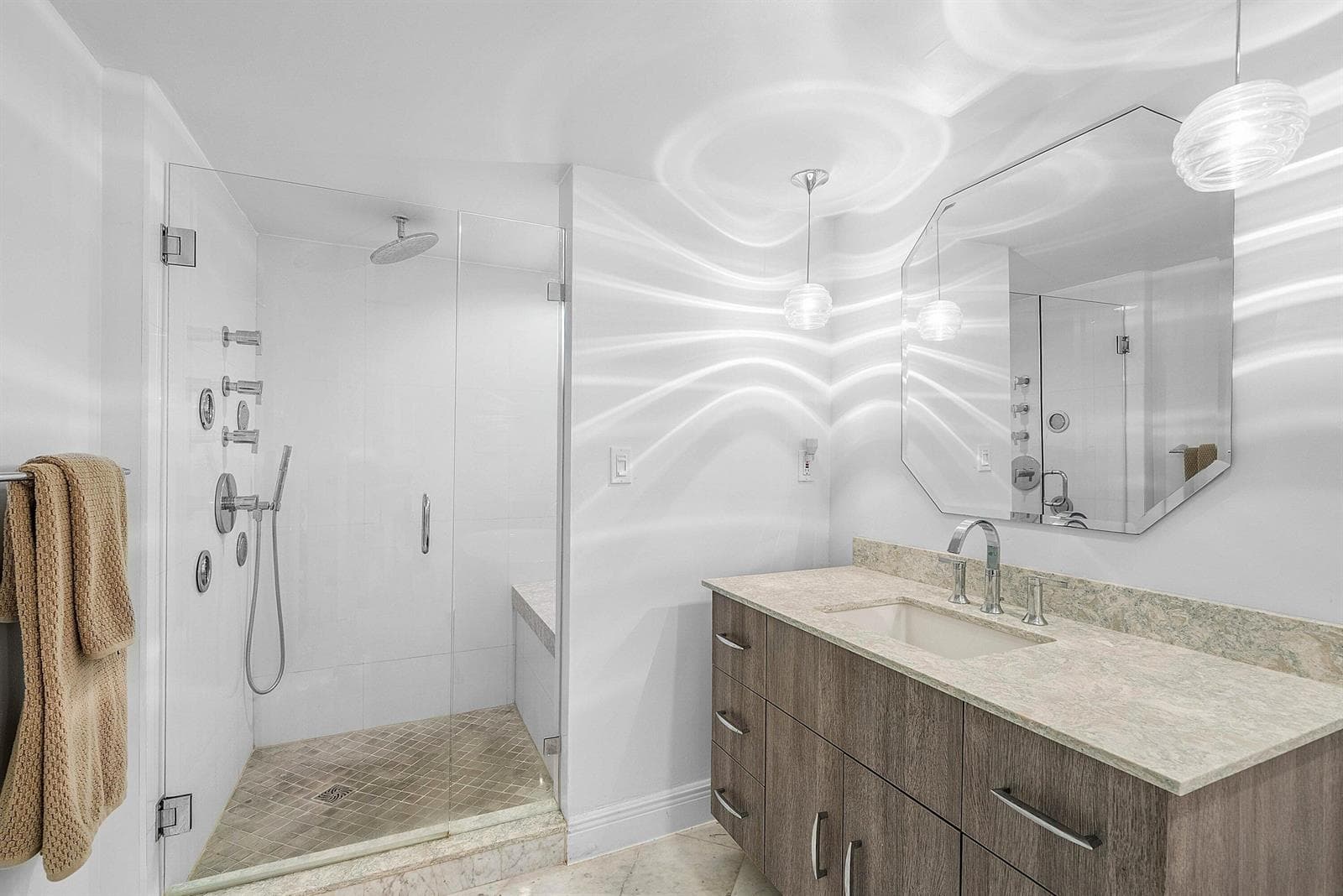 BEAUTIFUL WALK-IN TILED SHOWER