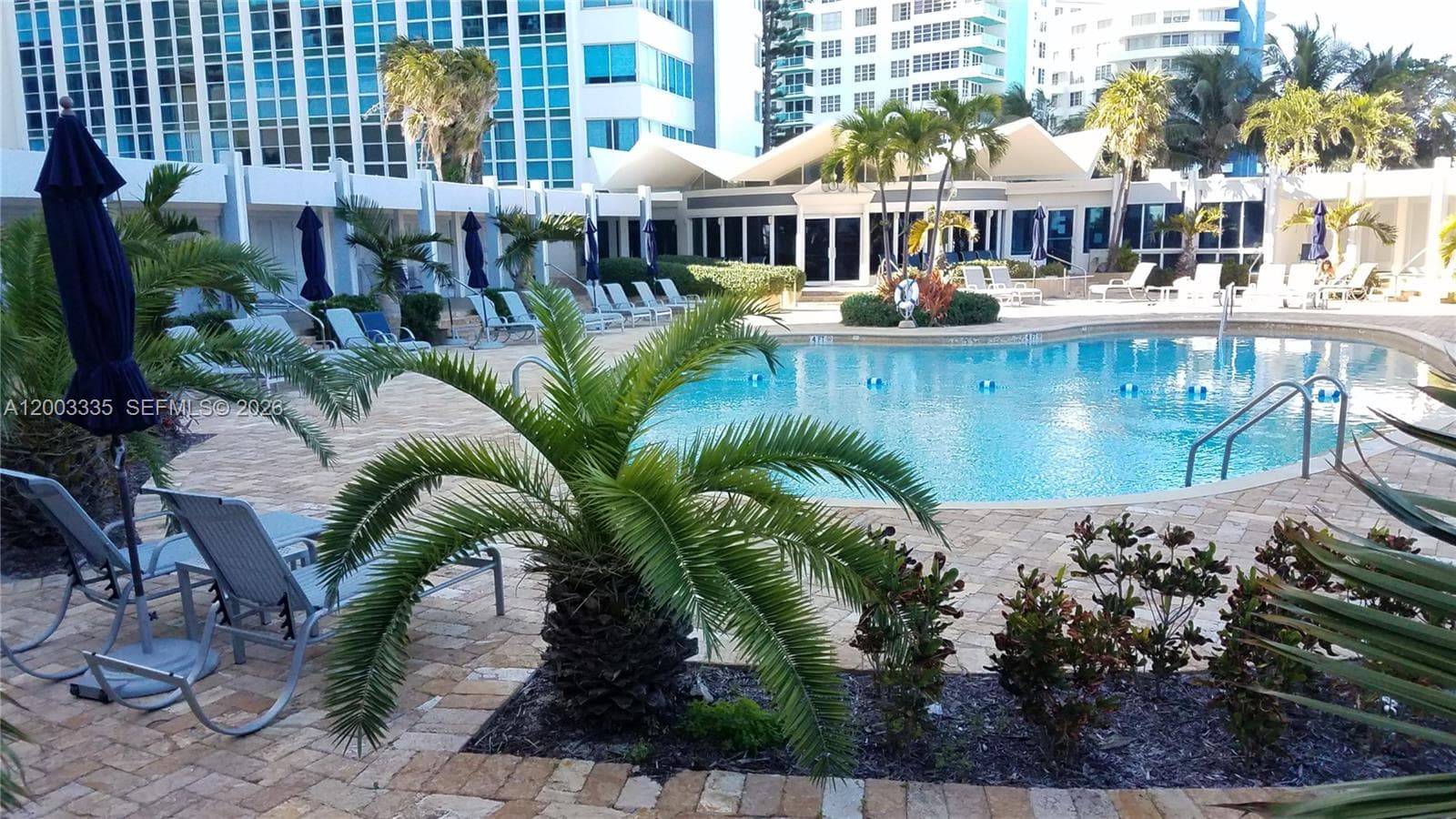 Pool with gym by beach