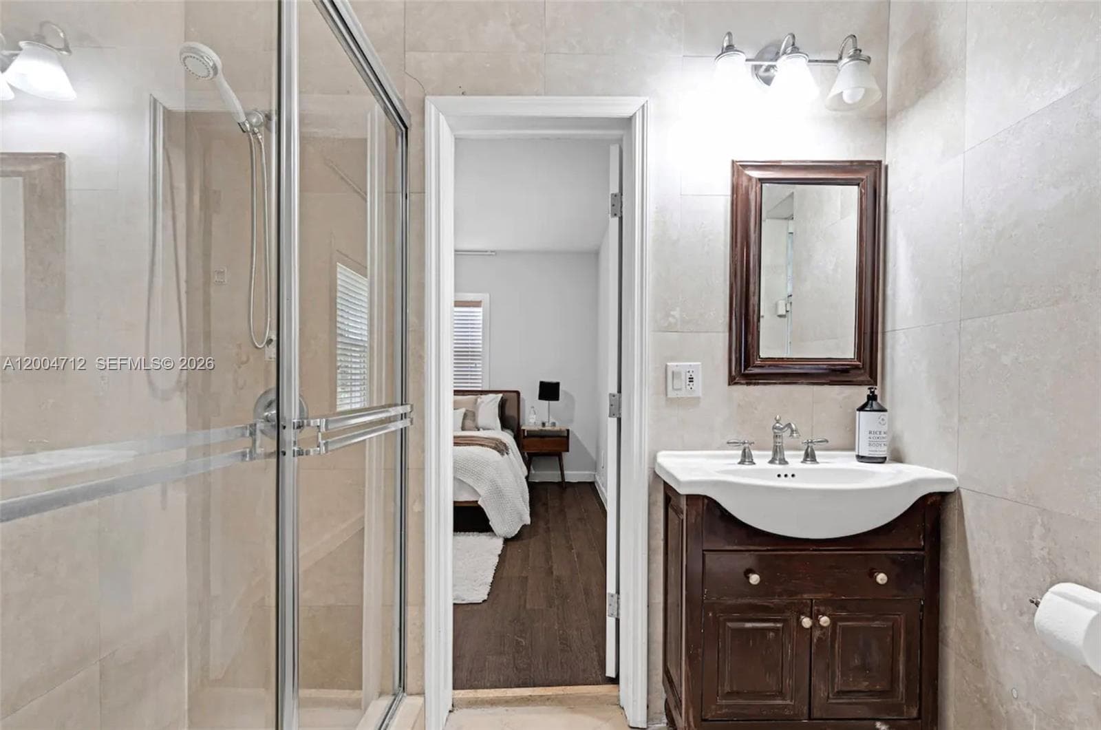 Jack-and-Jill bathroom connecting the second and third bedrooms