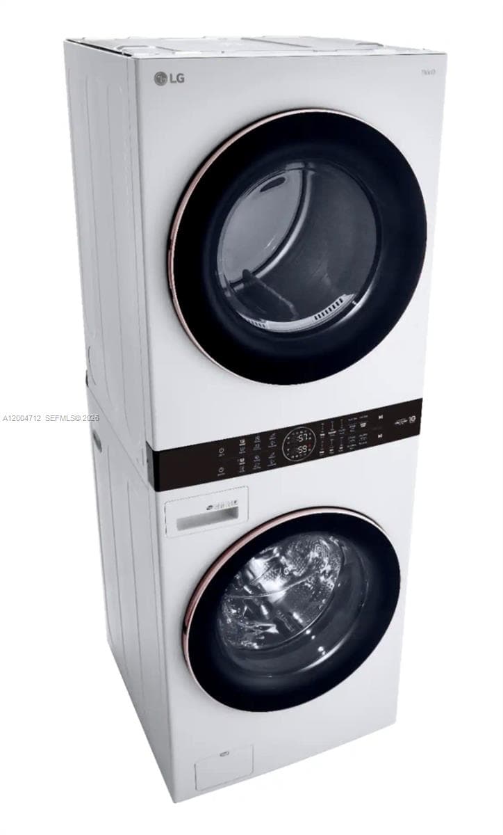 Front House comes with - LGWashTower Stacked SMART Laundry Center 4.5 Cu.Ft. Front Load Washer & 7.4 Cu.Ft. Electric Dryer in White w/ Steam