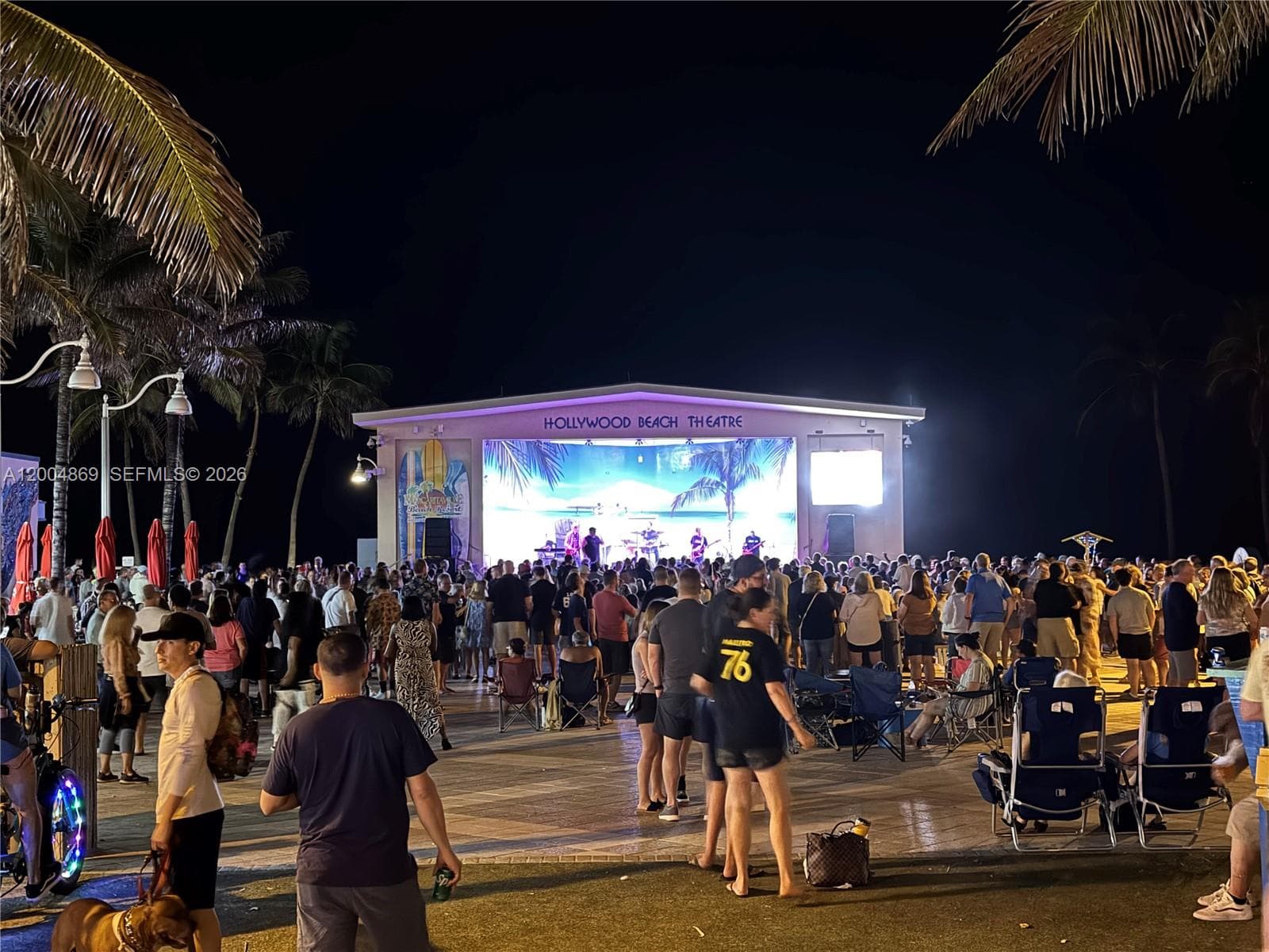 Hollywood Beach Bandstand at night