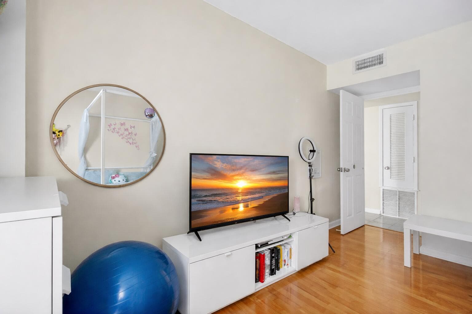 Beach sunset on a TV screen