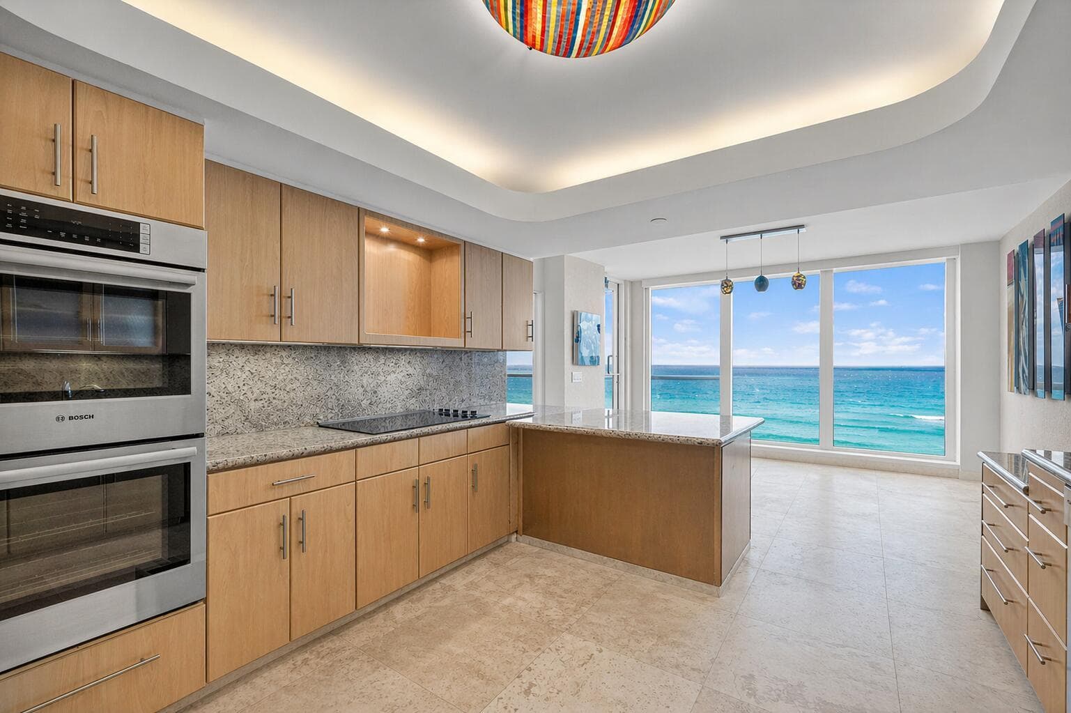 Spacious kitchen with ocean view