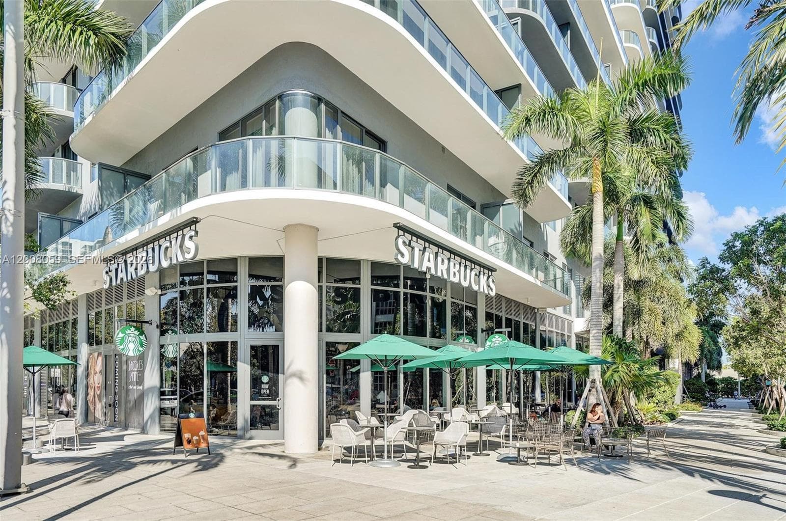 Starbucks at the corner of the building