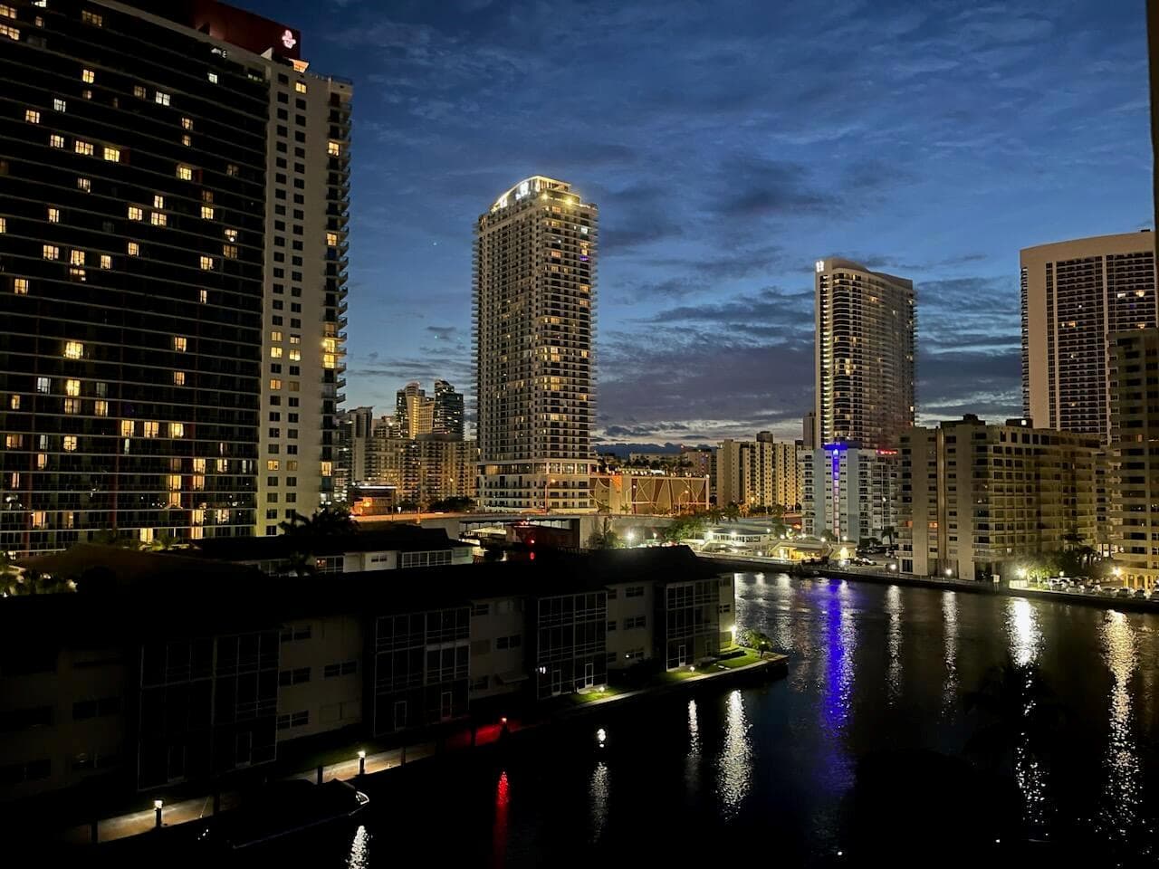 Night time canal view