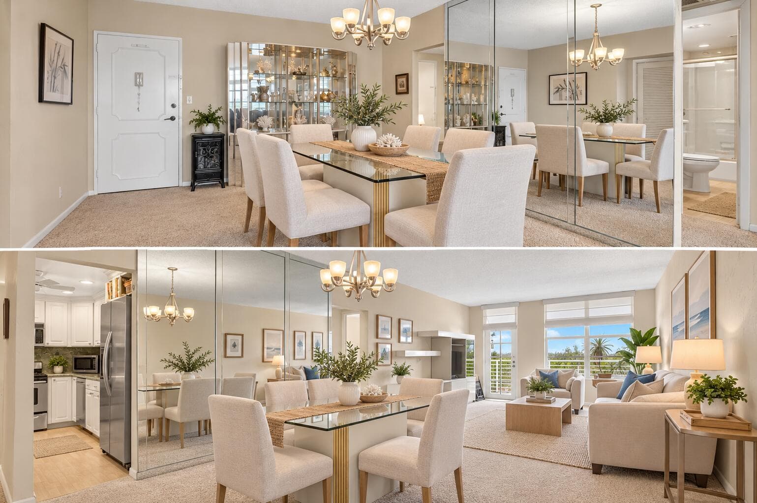 Airy Coastal Dining and Living Room
