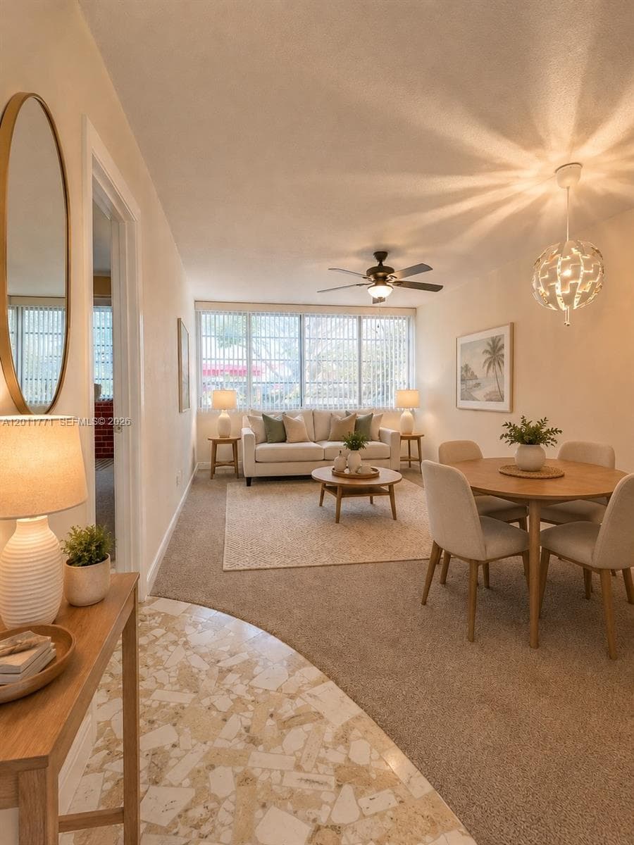 Living and dining roomVirtually Staged