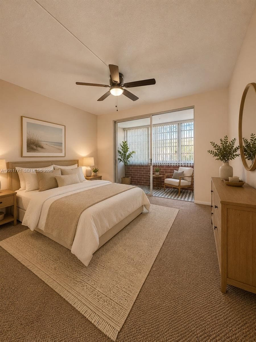 Bedroom with balconyVirtually Staged
