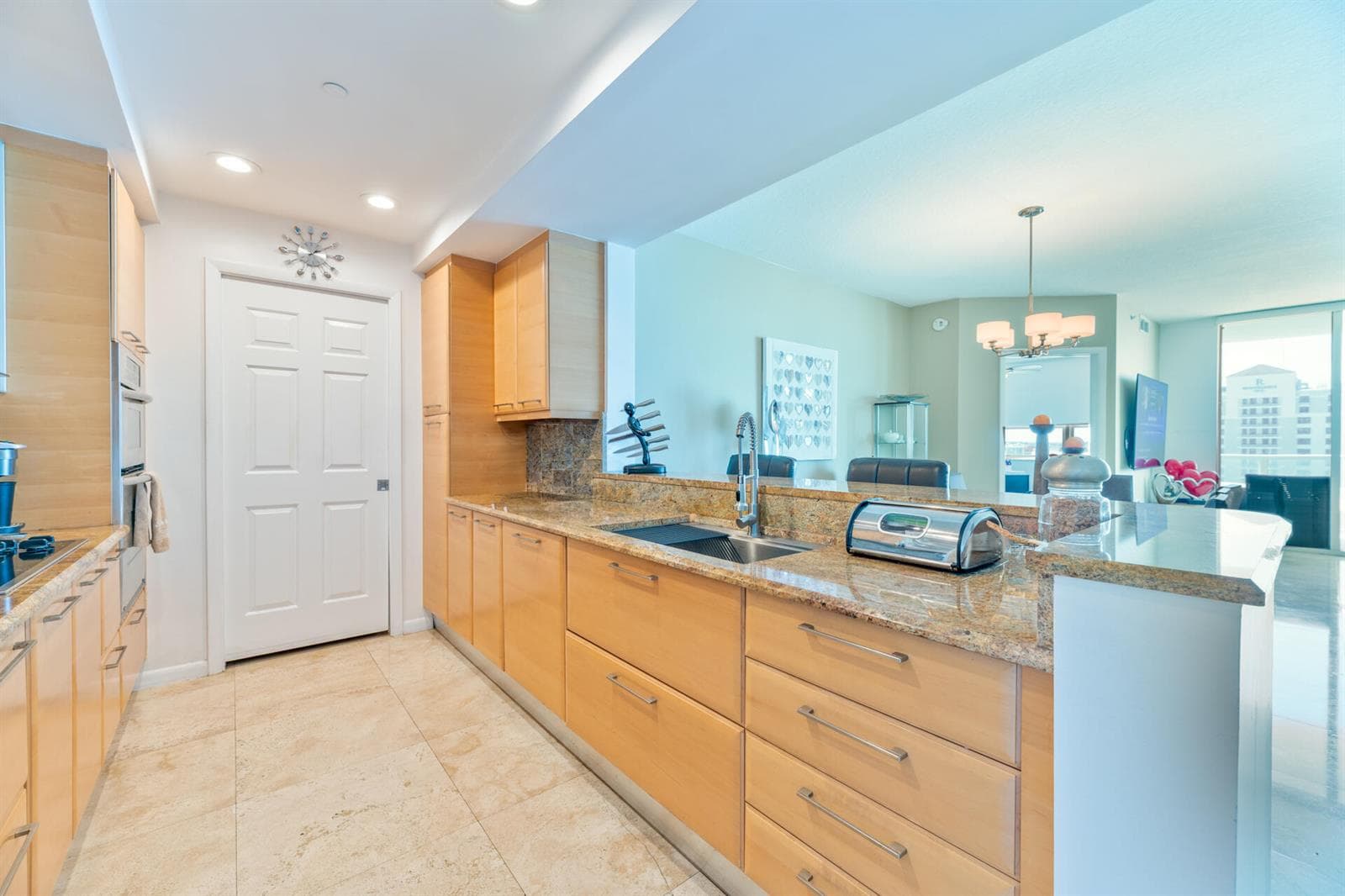 kitchen family room view
