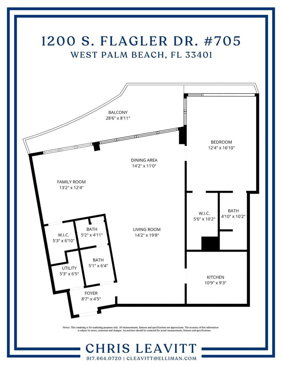 1200 S. Flagler Dr. #705 - Floor Plan