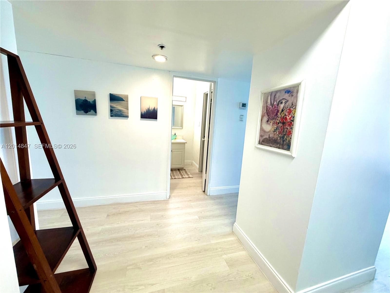 entrance to bathroom, kitchen and apartment.