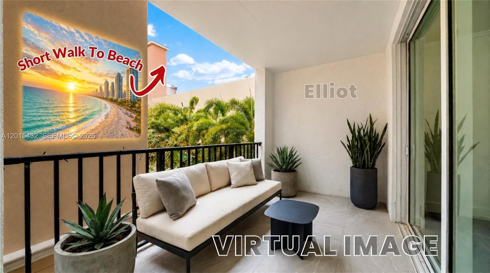 UNIT TERRACE. This photo is virtually staged; however, it is true that just behind this building lies a true paradise!