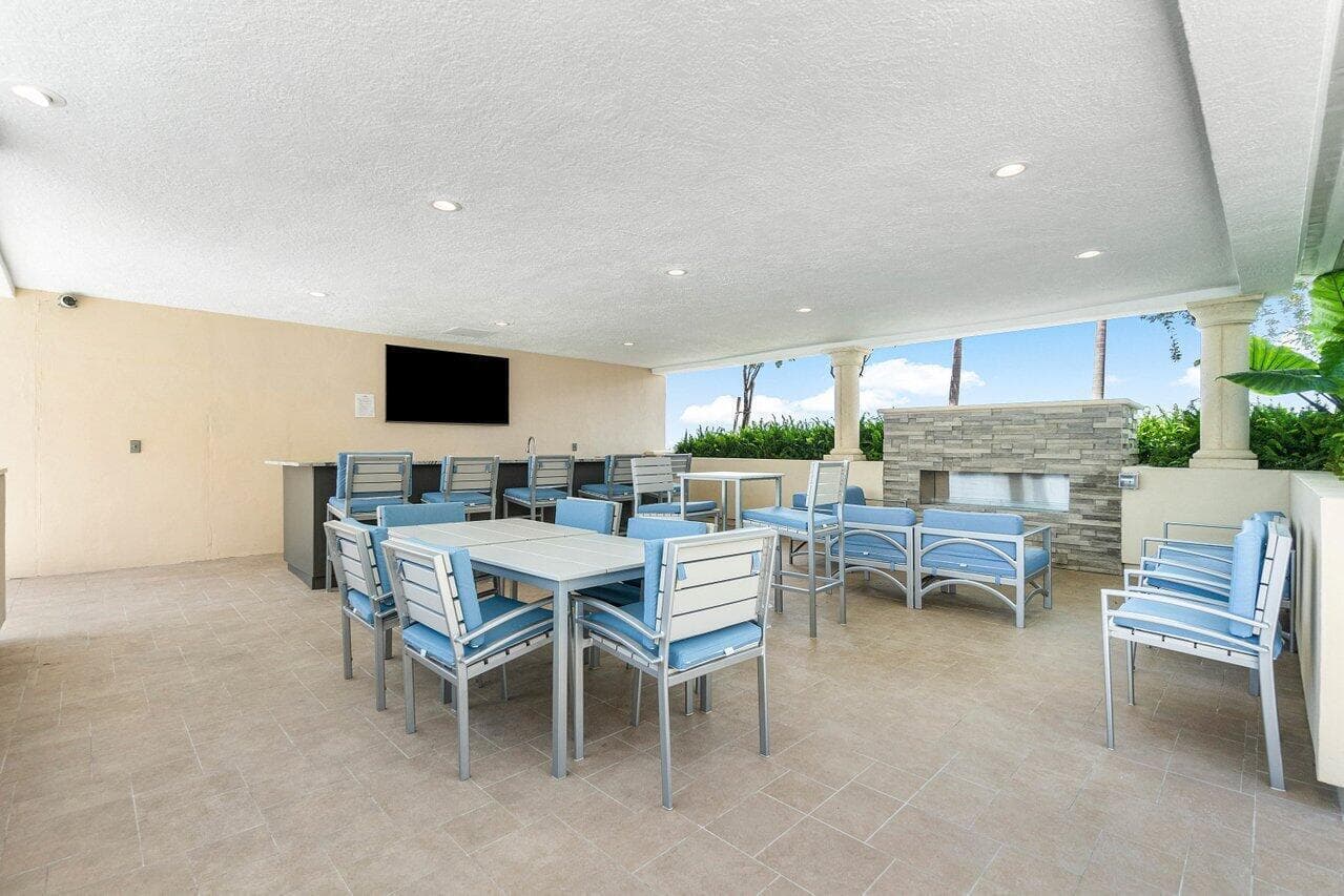 outdoor social zone with GAs fireplace