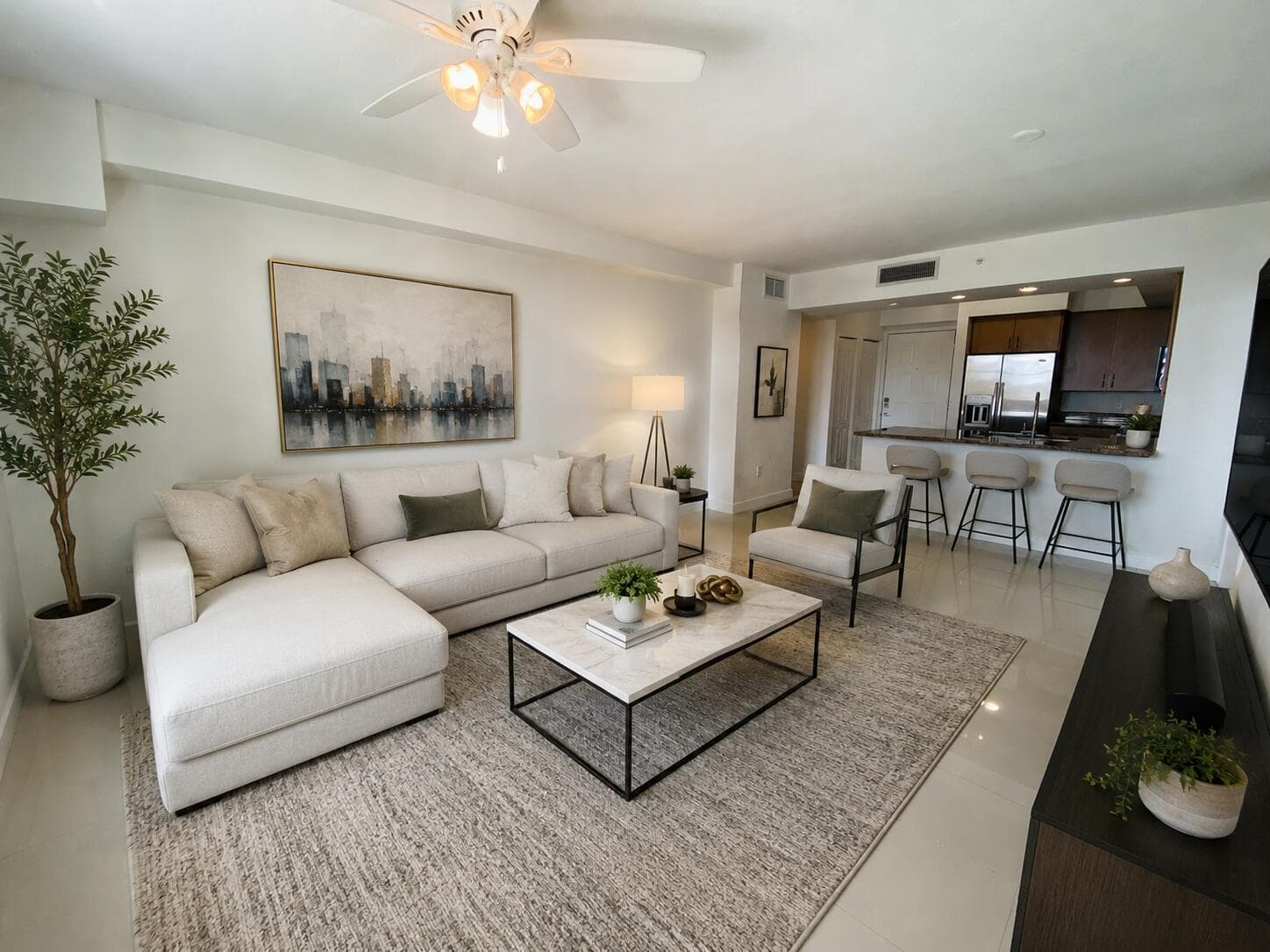 Living room staged