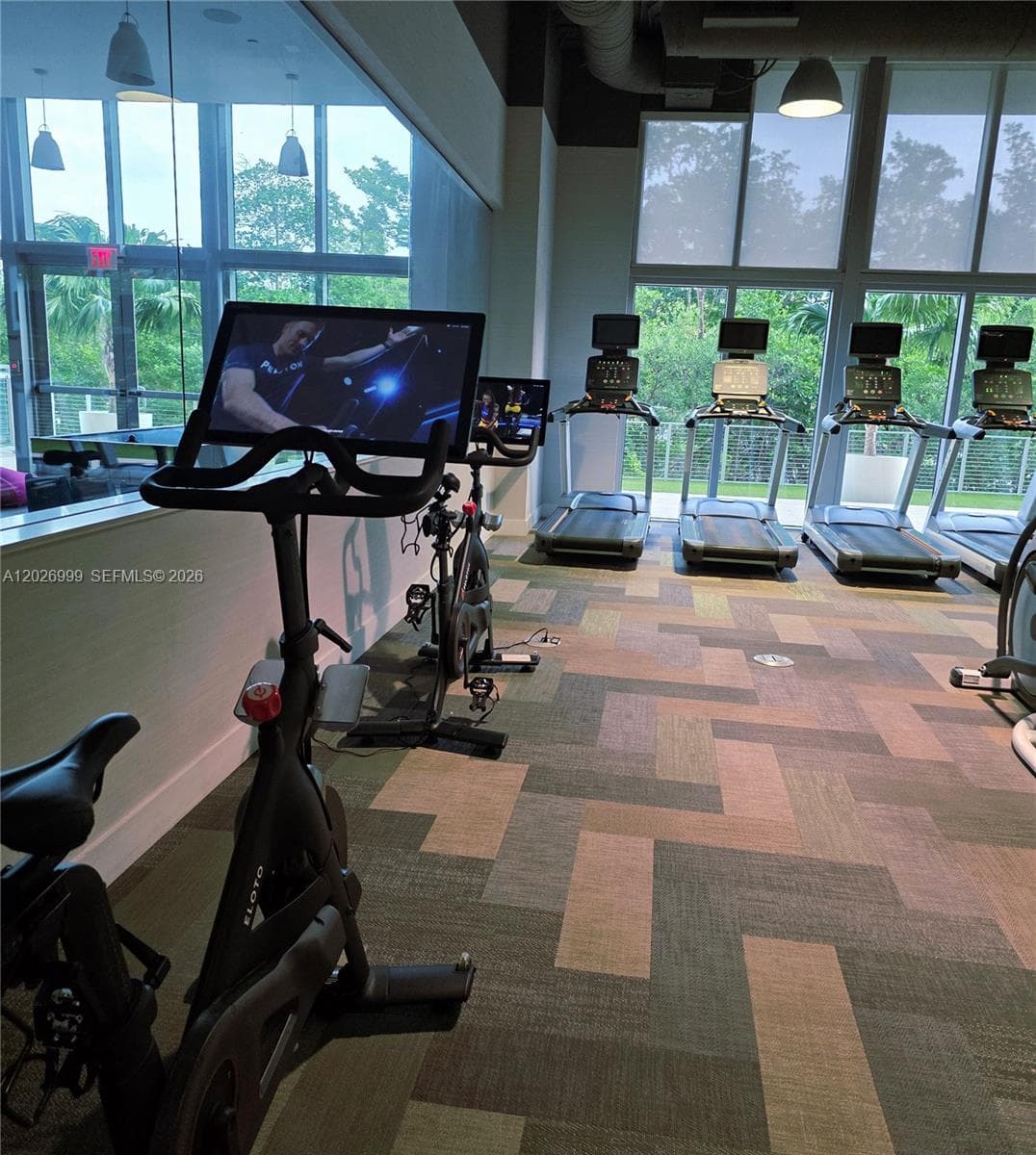 The facility boasts a comprehensive selection of Matrix strength-training equipment and weight machines to support a full-body fitness routine.