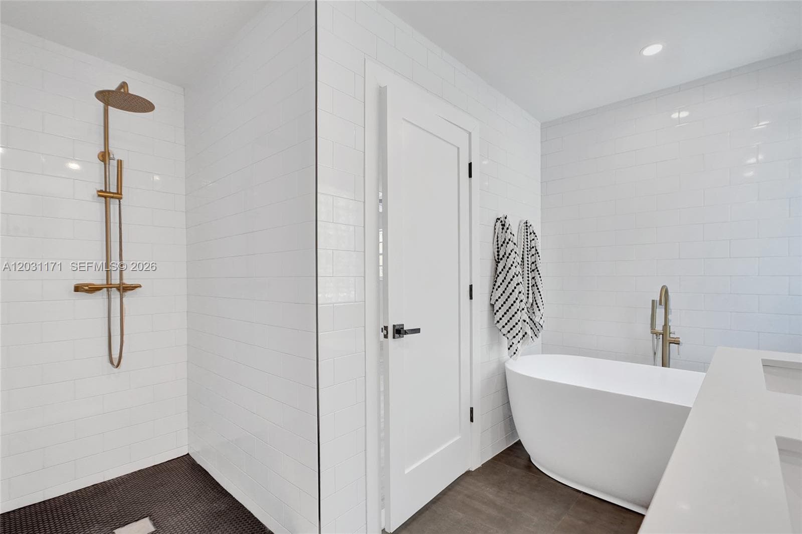 Master bedroom, bathroom, shower and tub