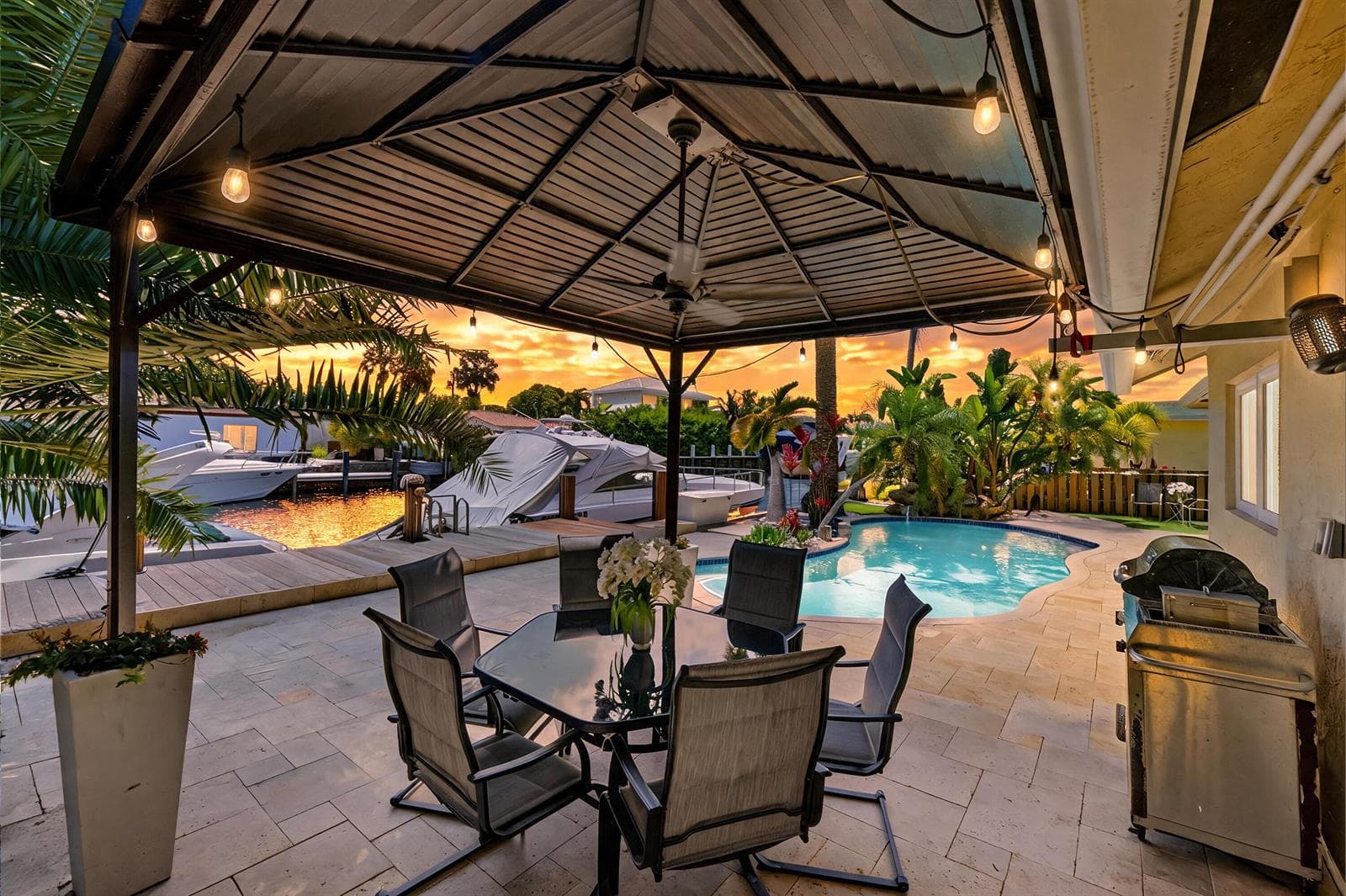 Twilight Pool Waterfront