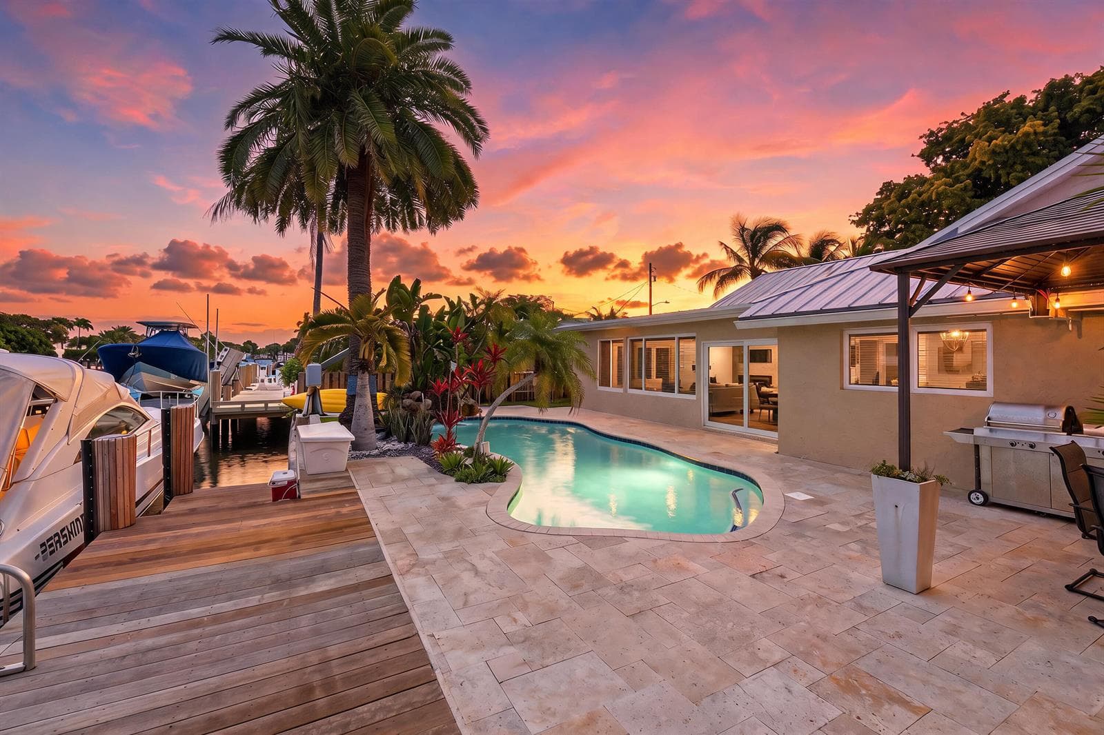 Twilight Poolside Waterfront