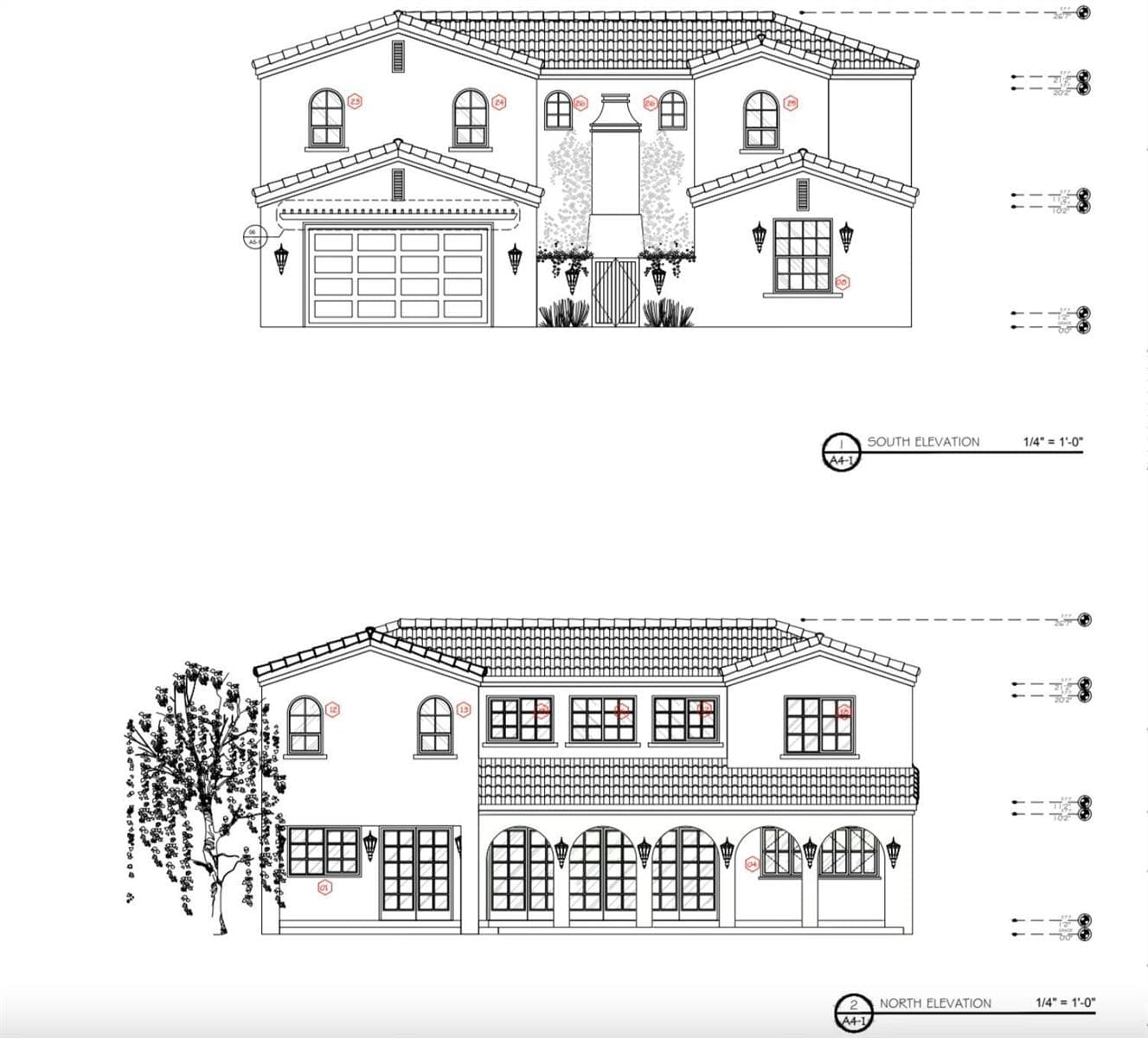 Frontal and Rear Elevations