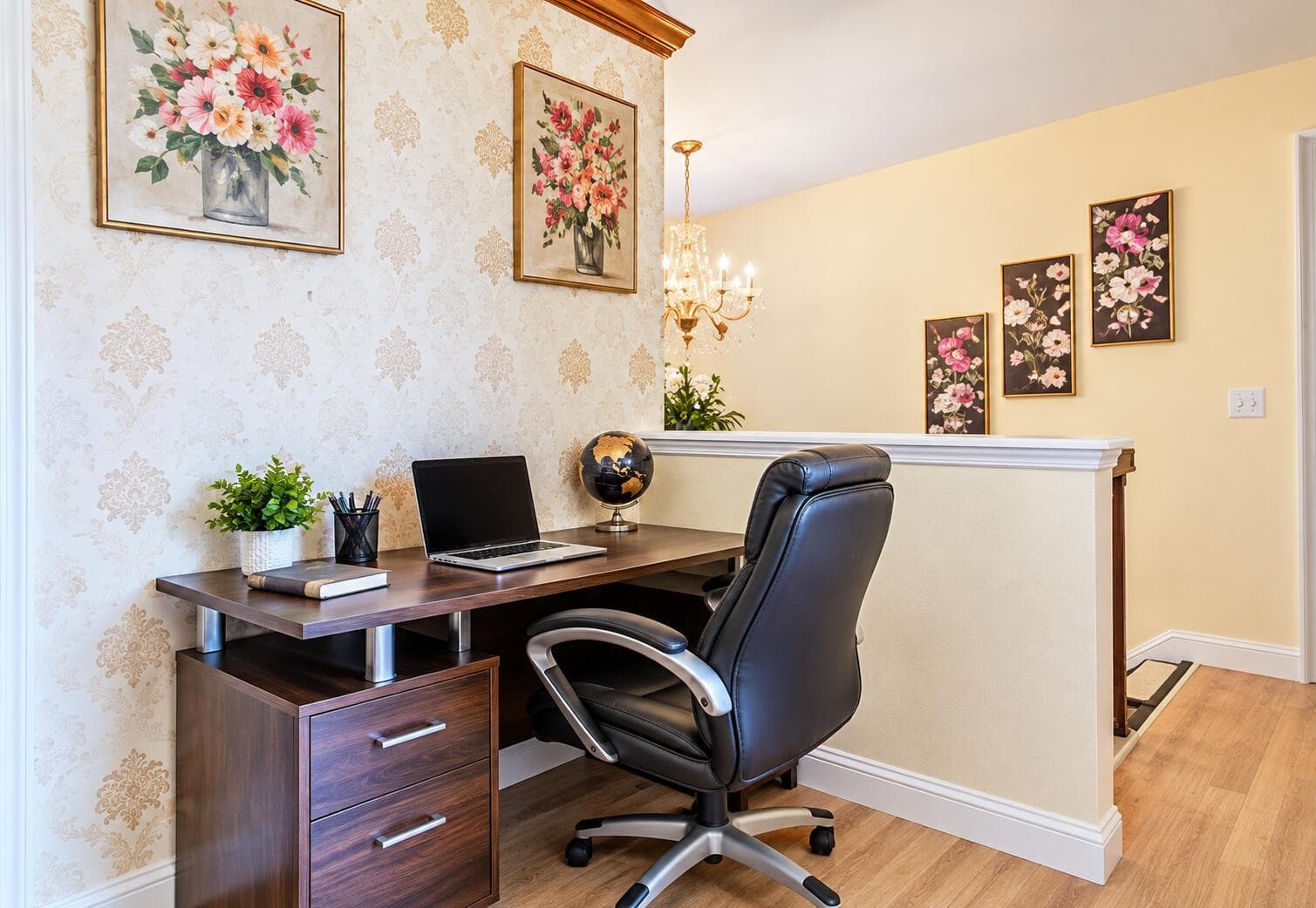 Elegant Floral Home Office Nook