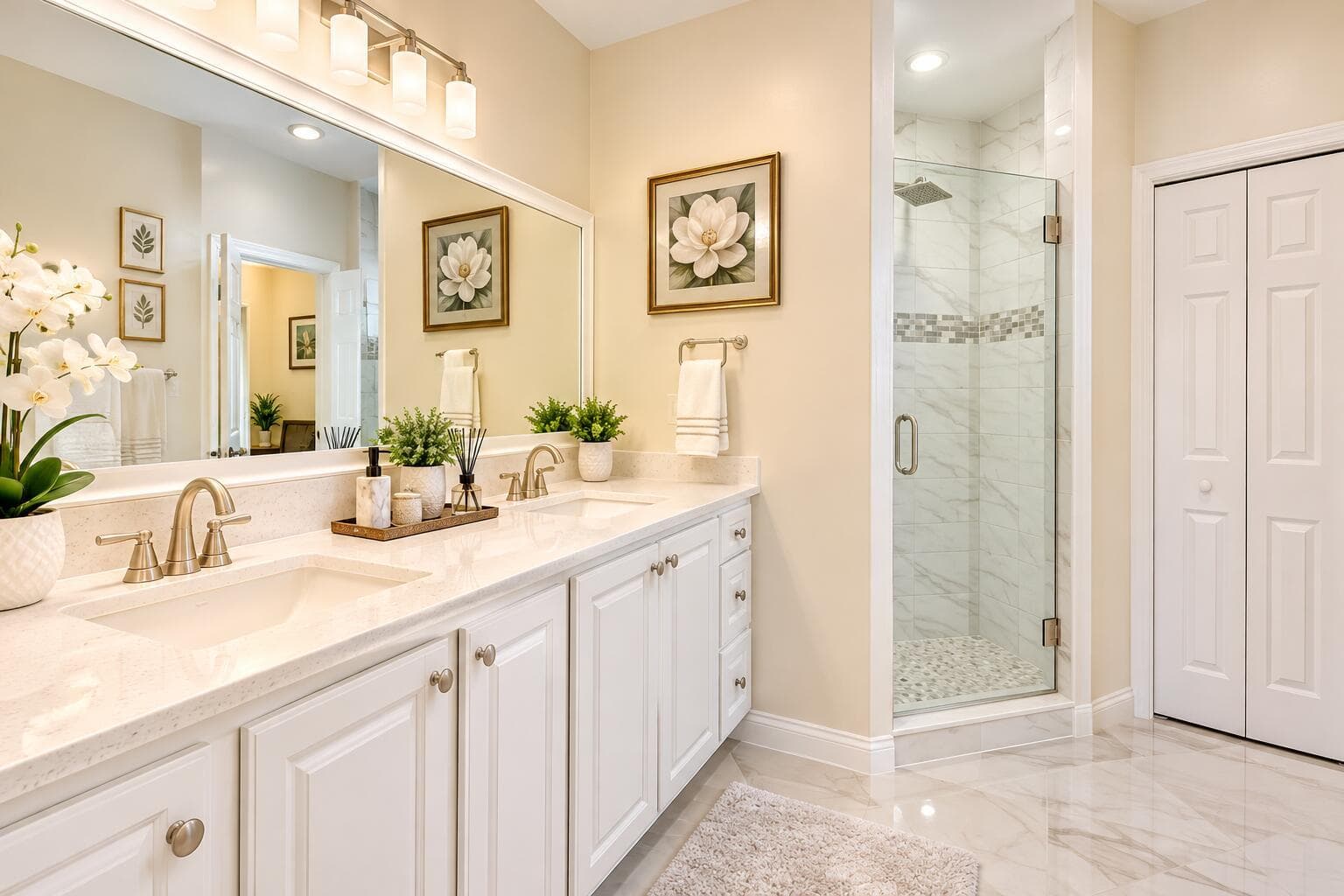 Elegant Spa-Like Double Vanity Bathroom-