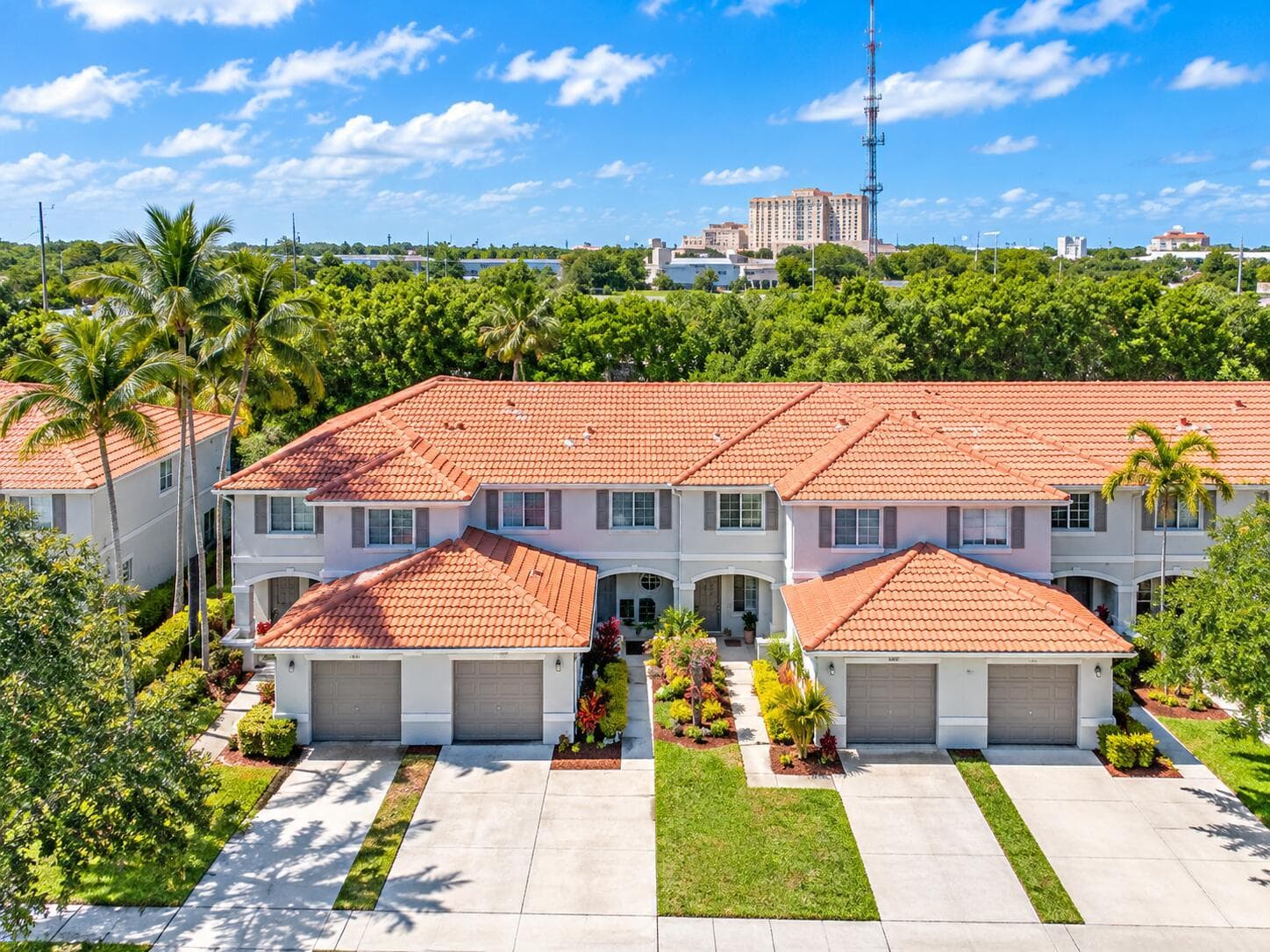 Mediterranean Townhomes Under Blue Skies