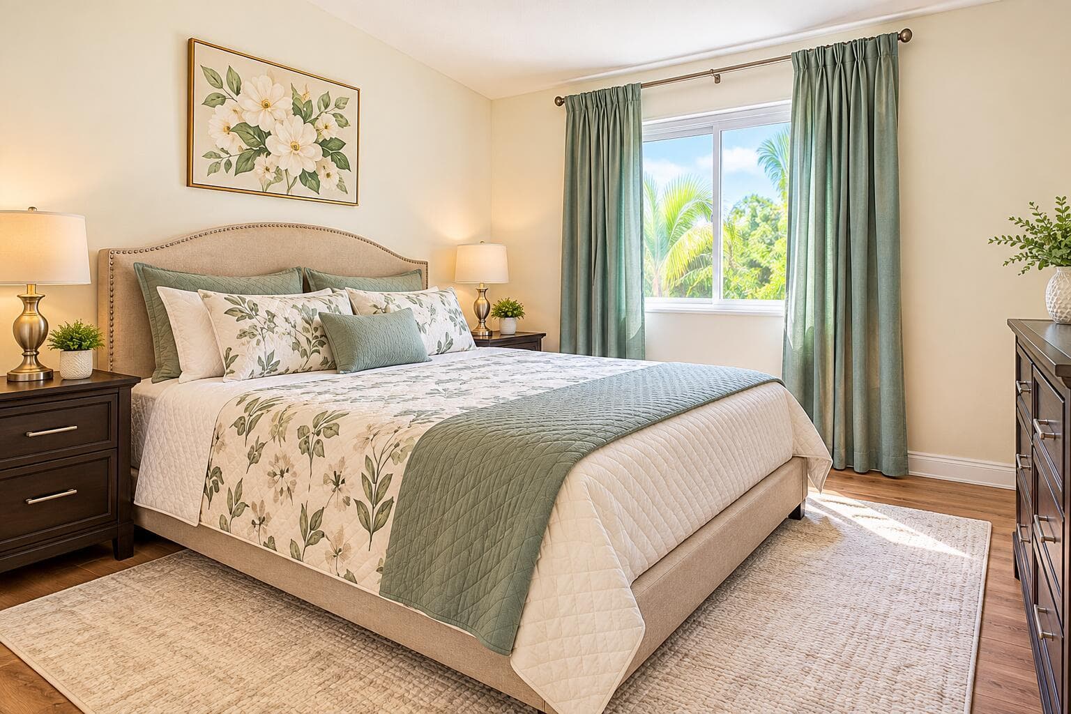 Botanical Green and Neutral Guest Bedroo
