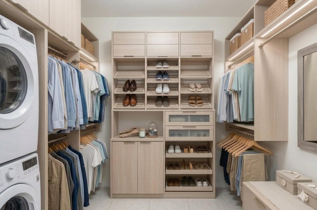 Virtual Staged Primary Bedroom Closet