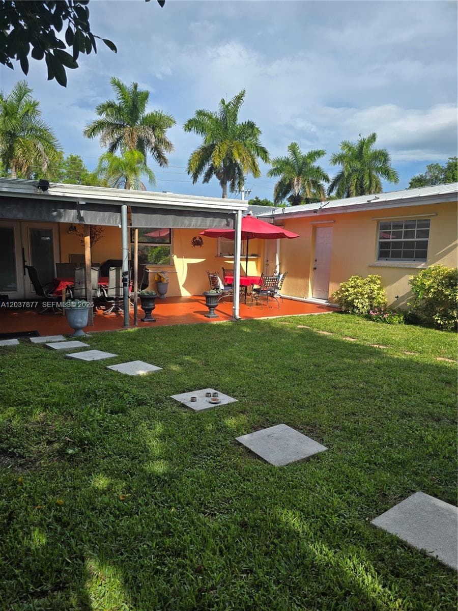 Partial view of the backyard.