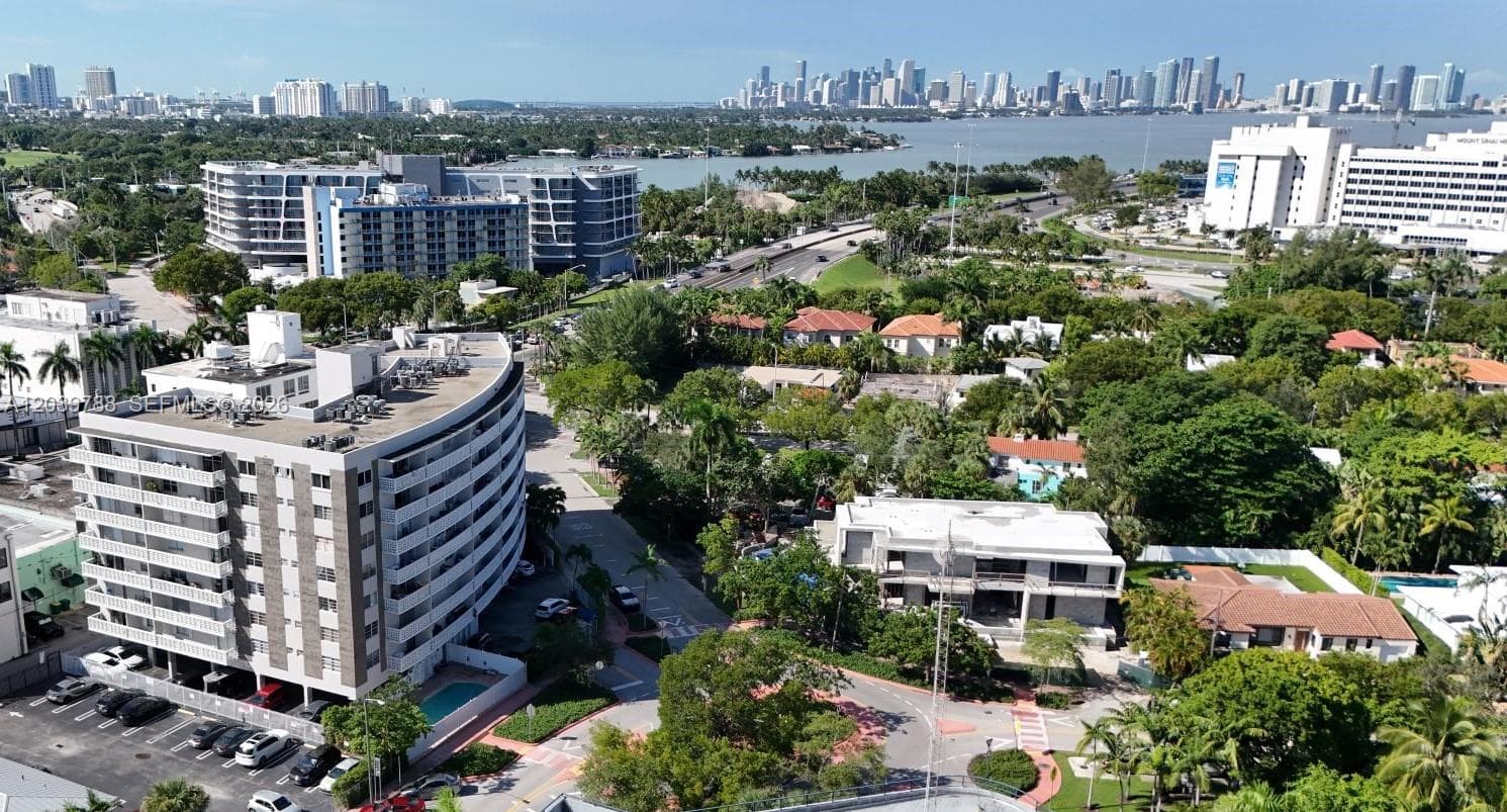 Aerial view looking west to Downtown Miami