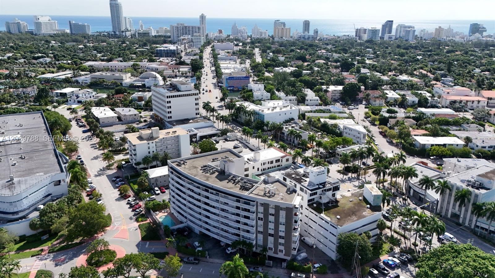Aerial view looking east to the ocean