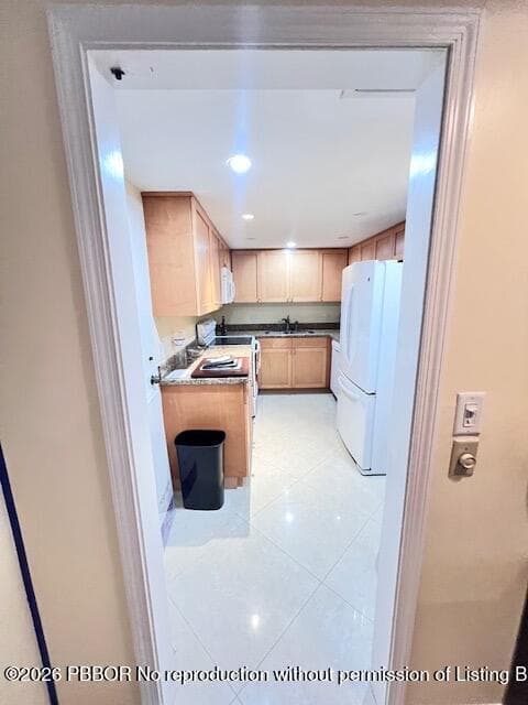 Kitchen has side entrance