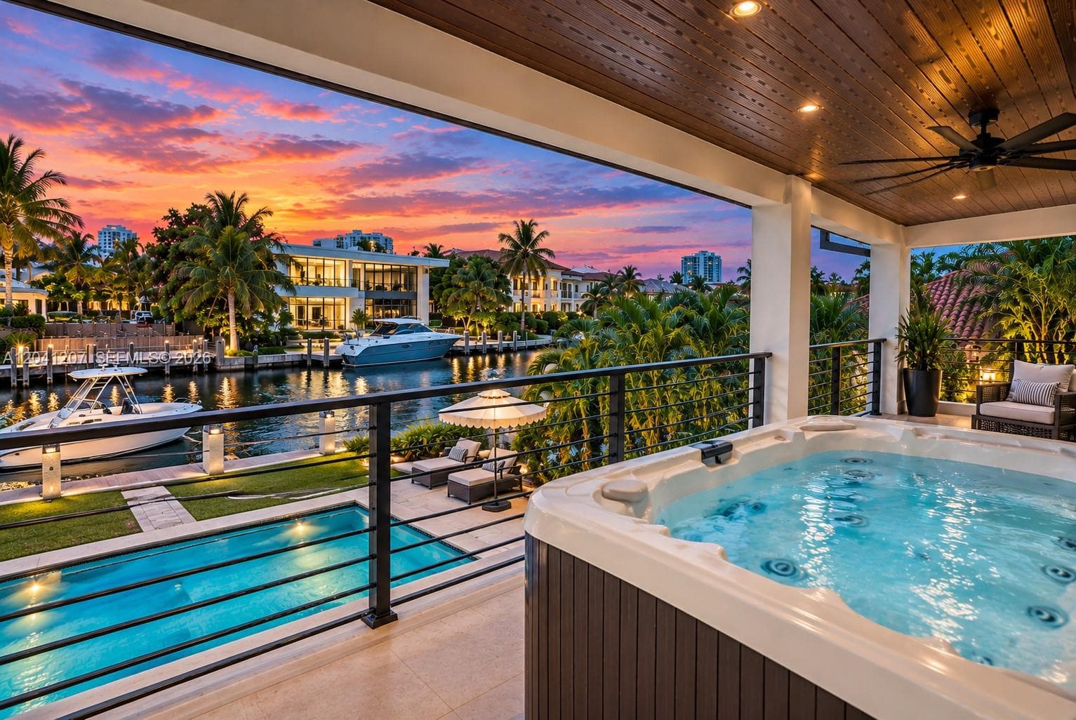 Porch off of master with canal view.