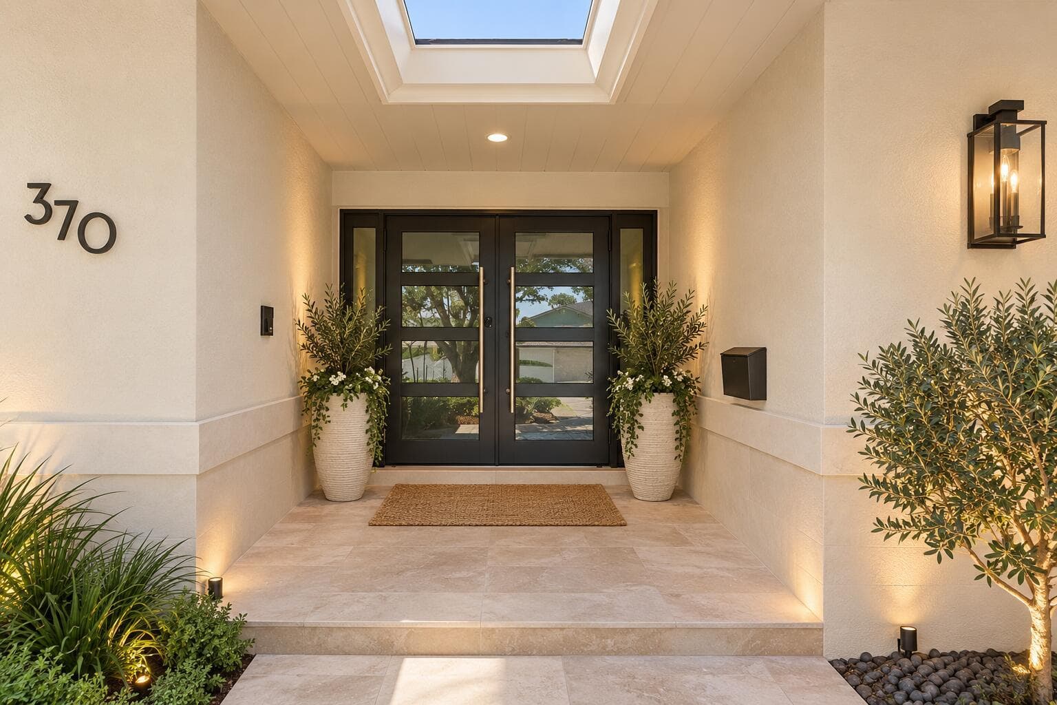 Modern Coastal Entryway with Skylight an