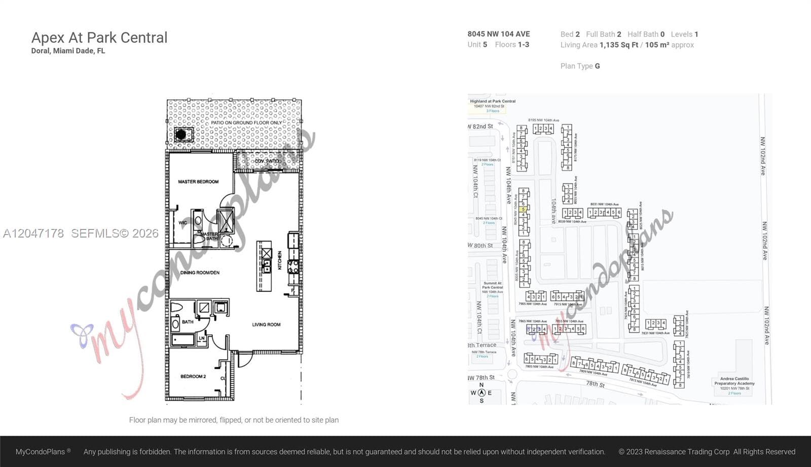 The floor plan is mirrored