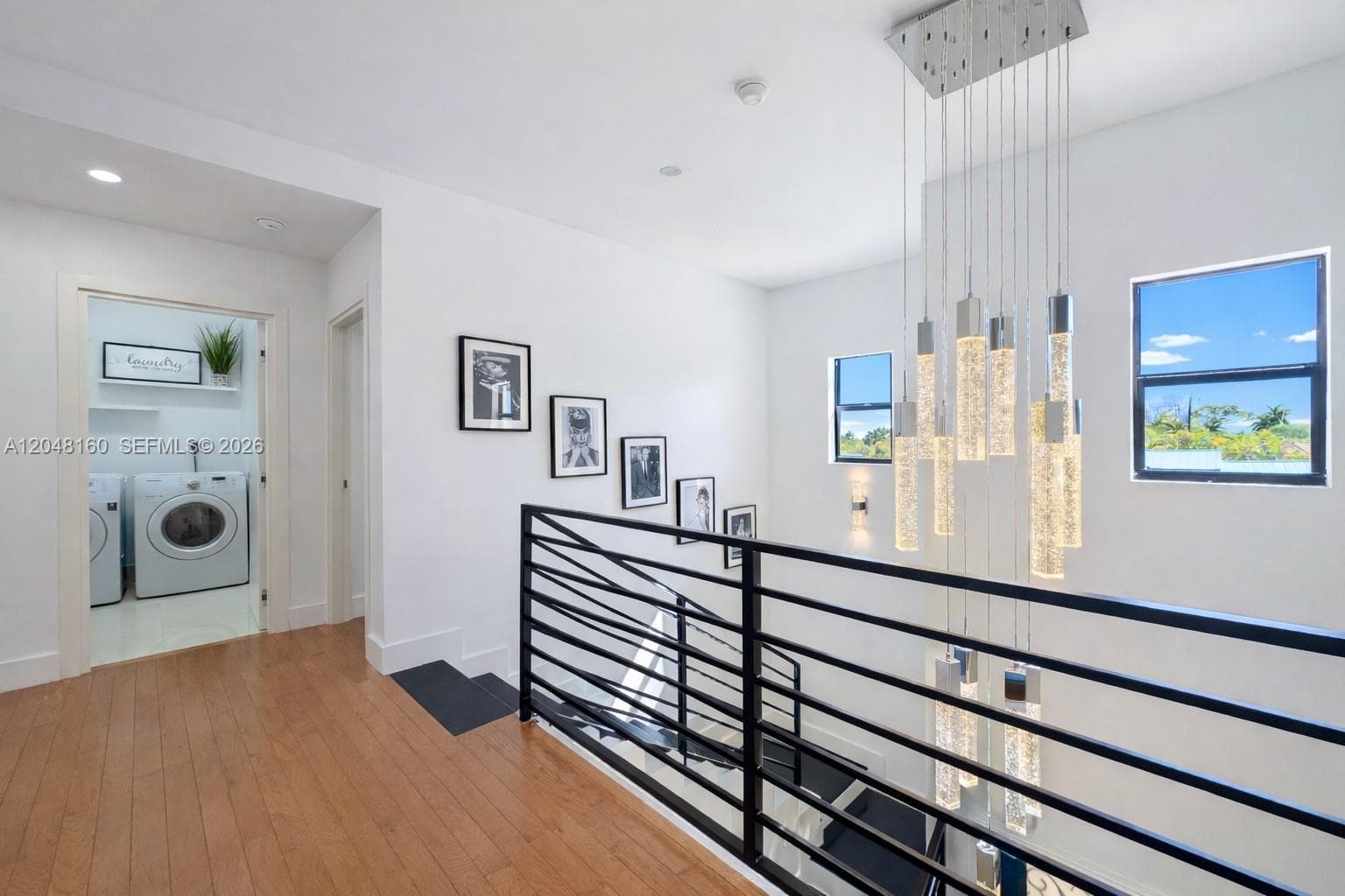 top of the stairs and laundry room