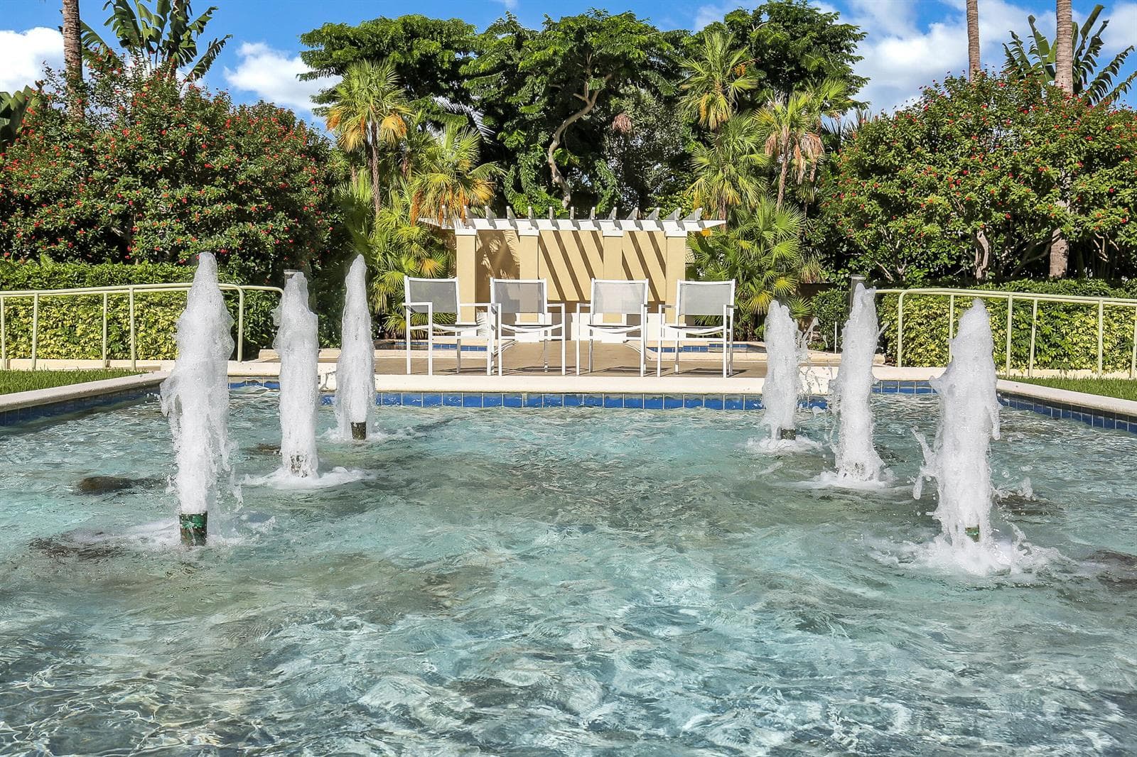 Fountain near pool