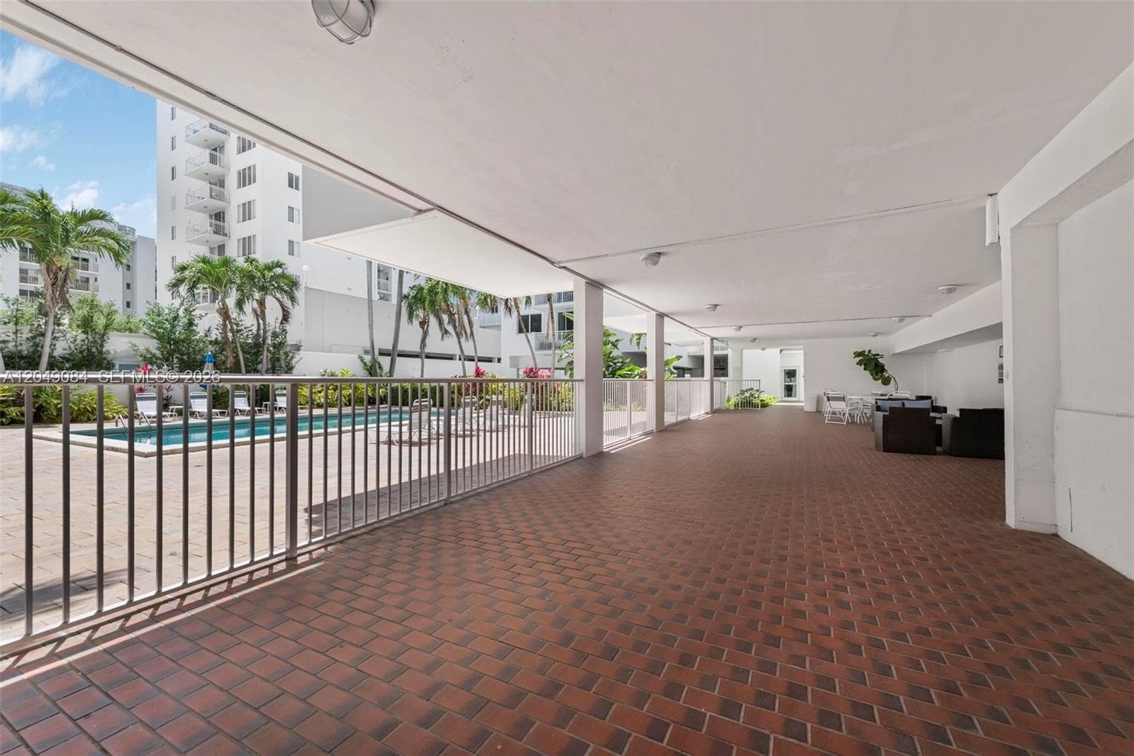 outdoor seating in pool area