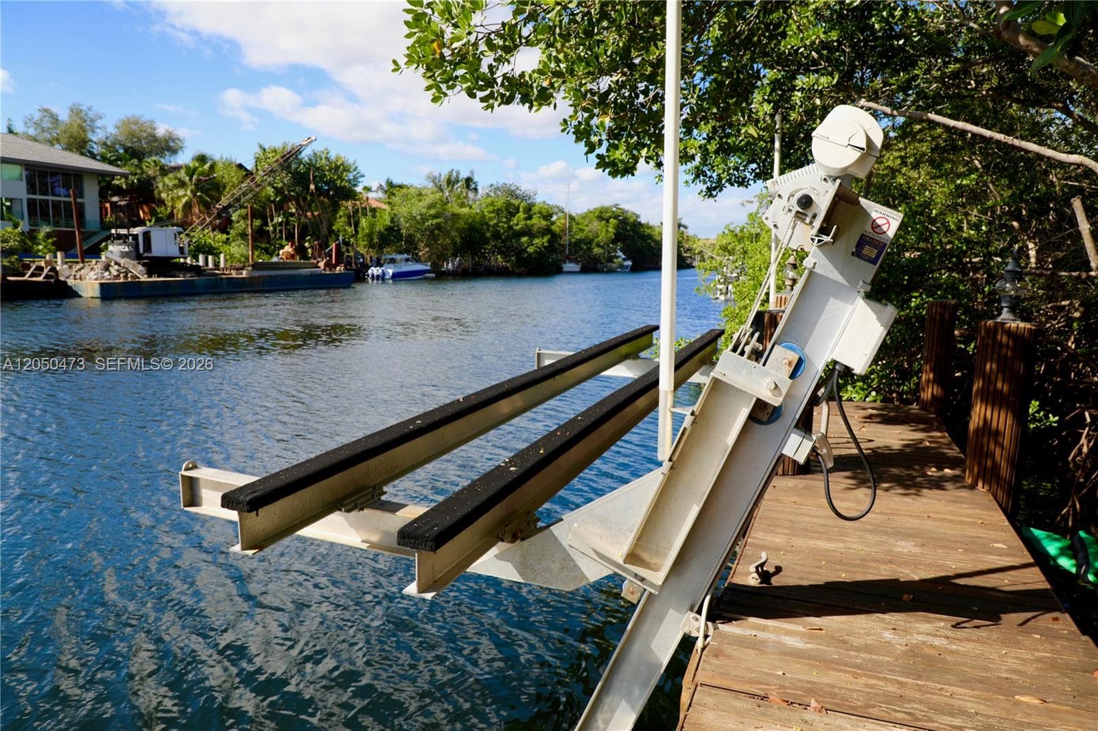Boat lift on private dock