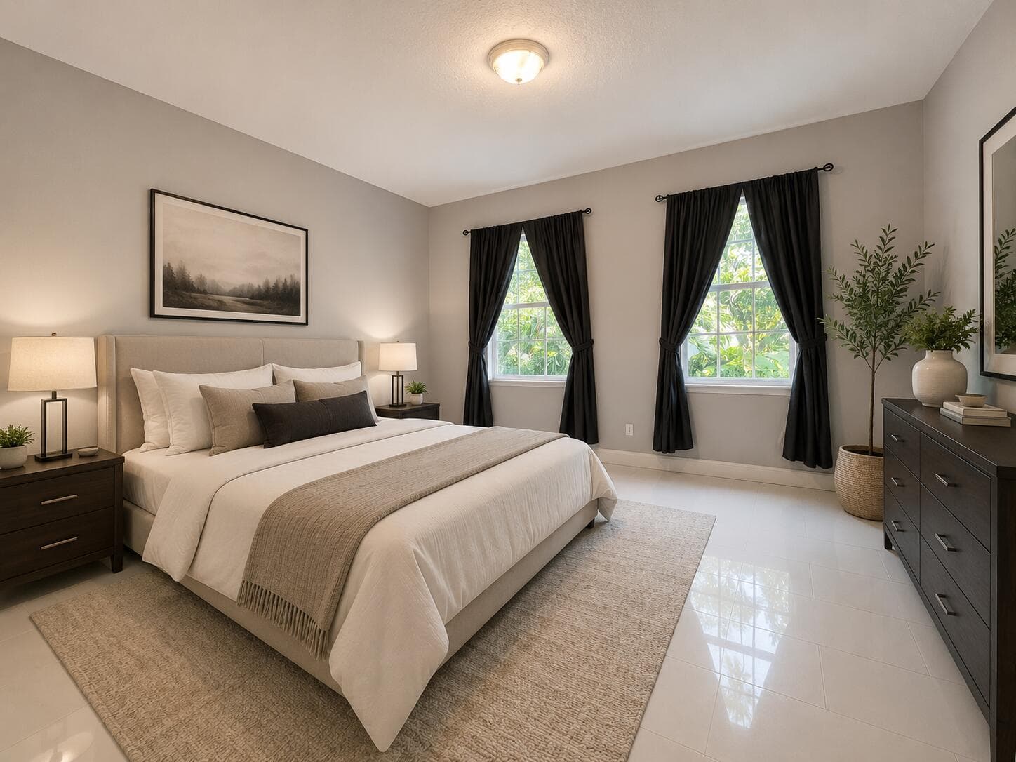 master bedroom staged