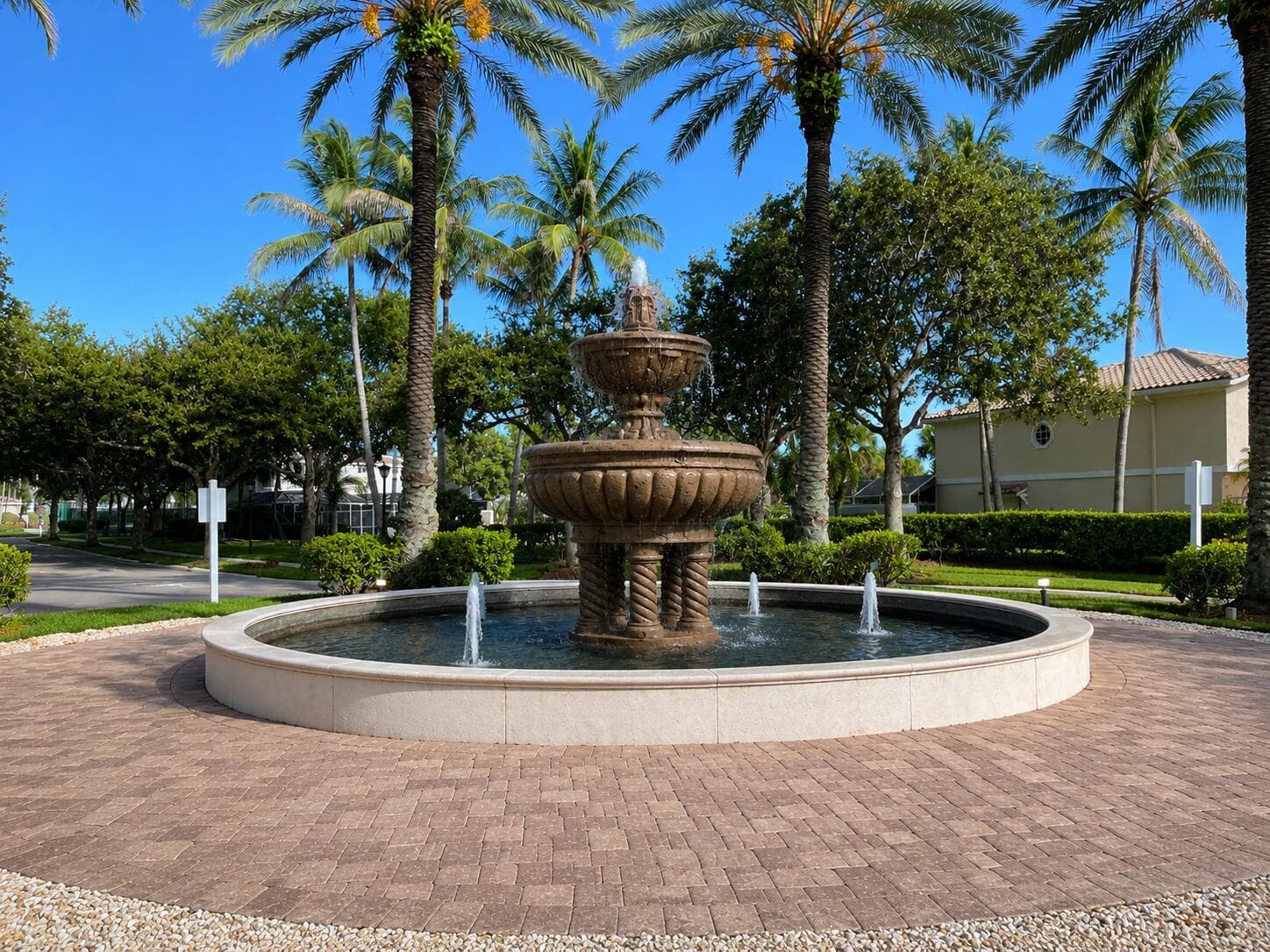 entrance fountain at Cataline Lakes