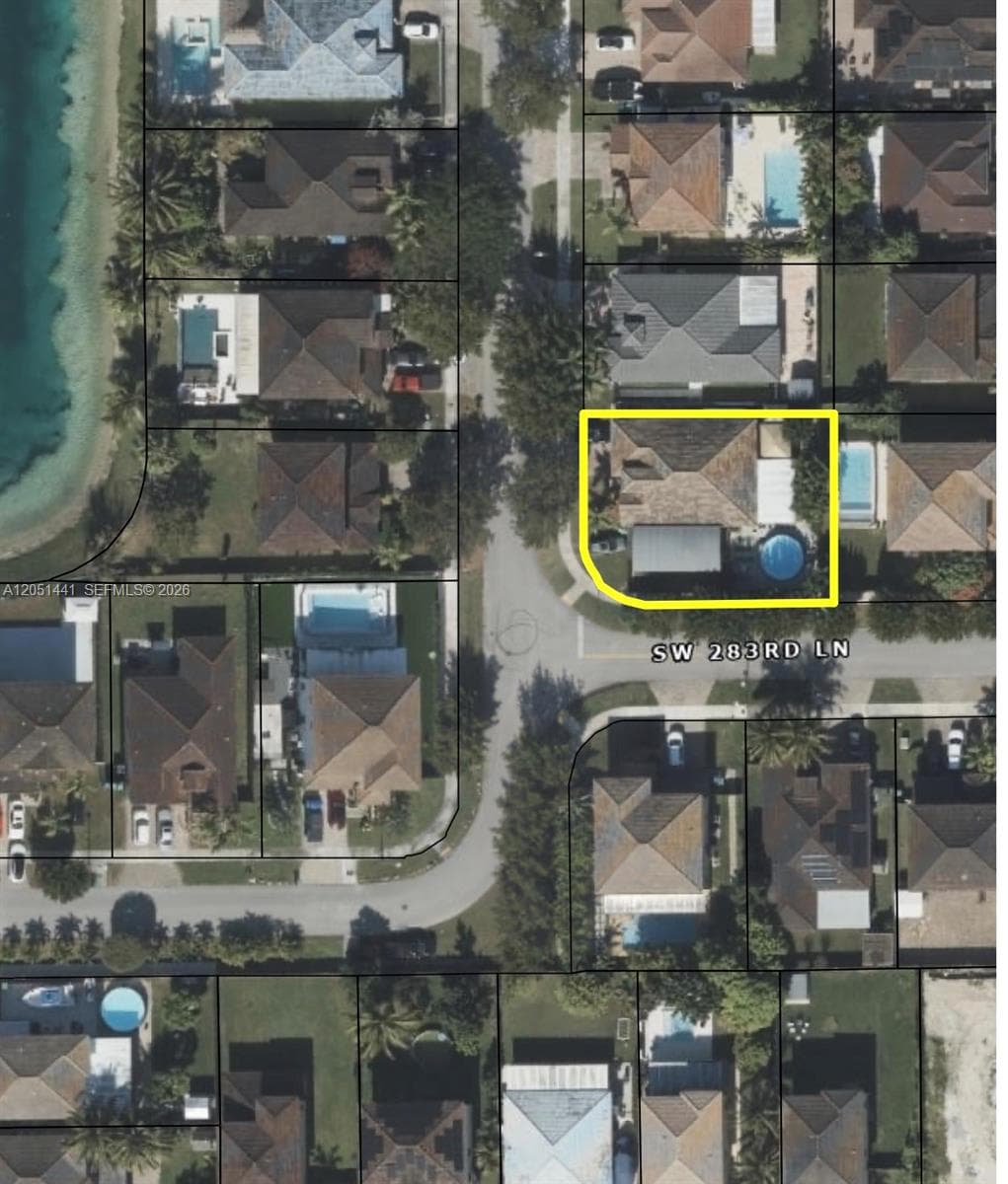 Aerial Tax Map. Outlining the parcel boundaries and site configuration of the property