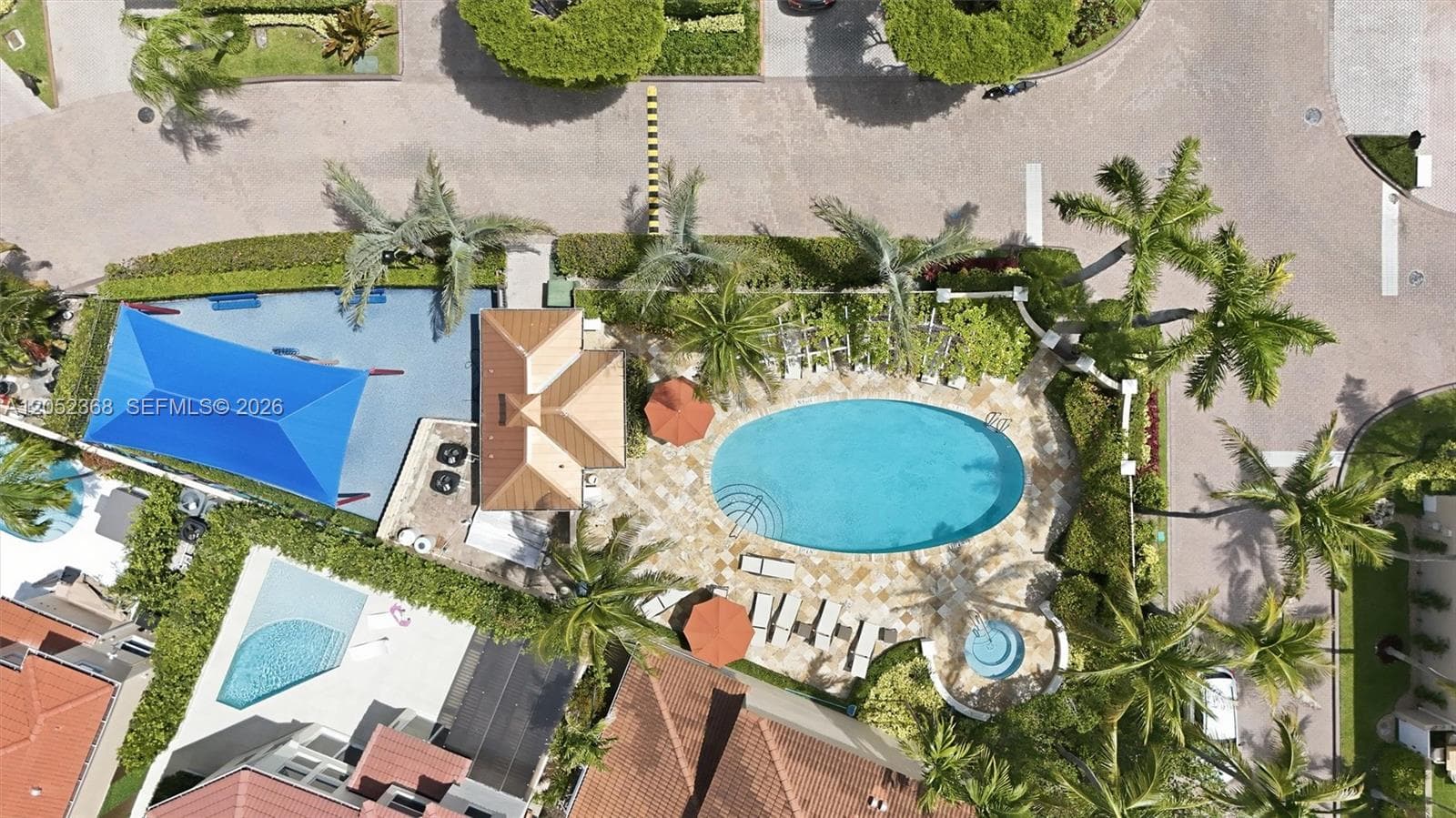 Swimming pool and playground.