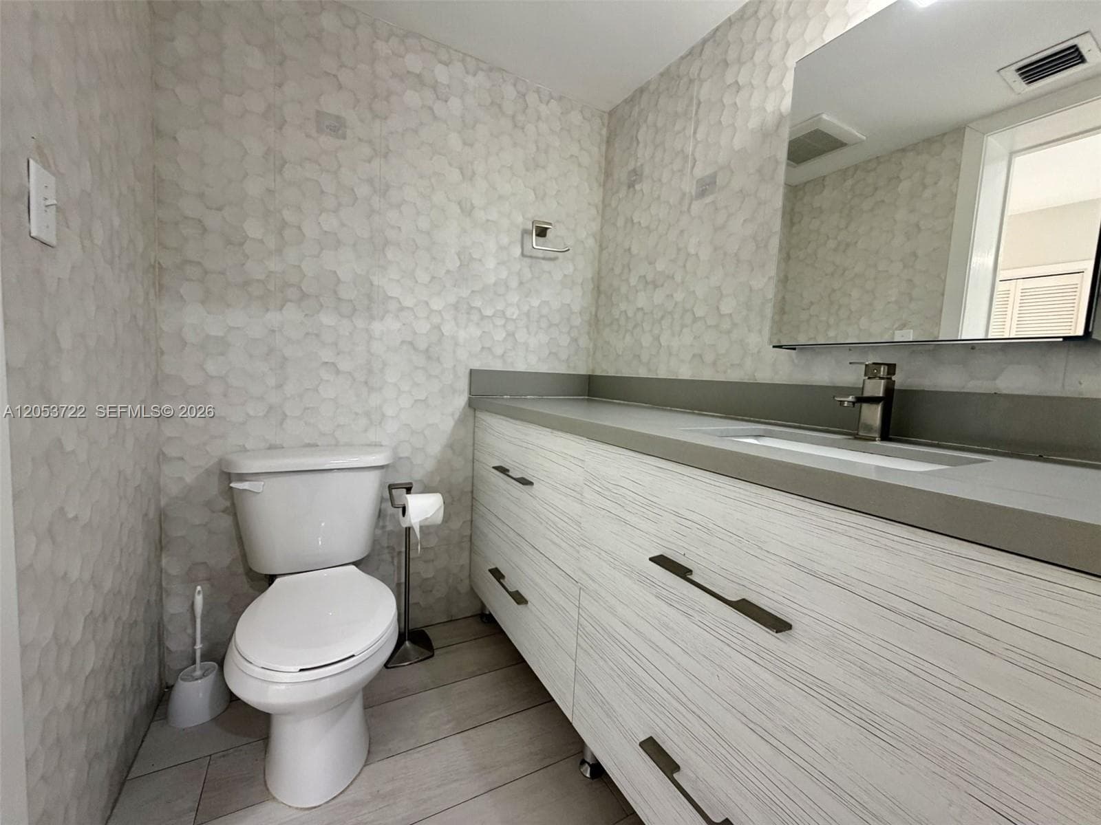 Half Bath Counter and tiled walls