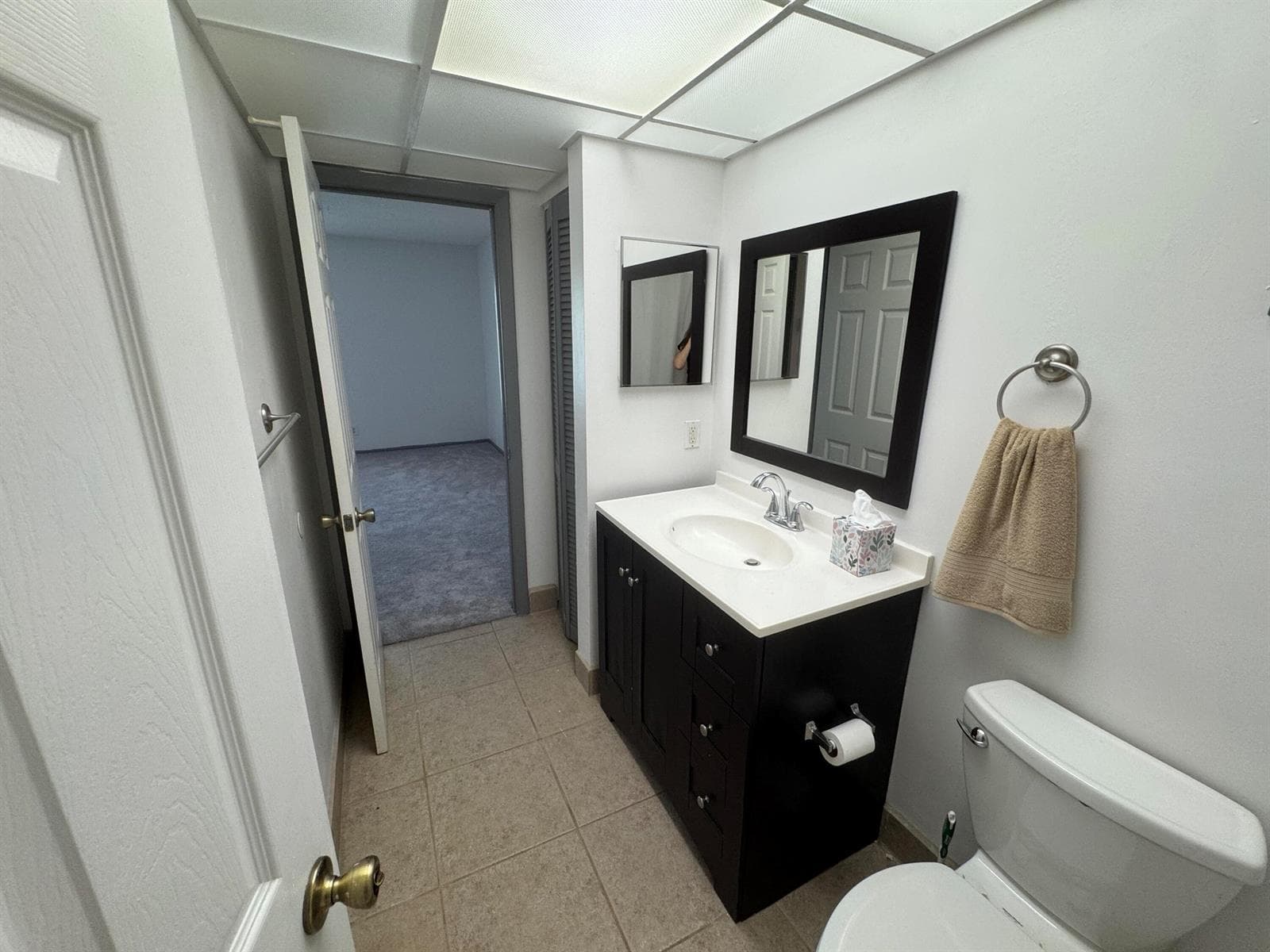 Bathroom view towards bedroom