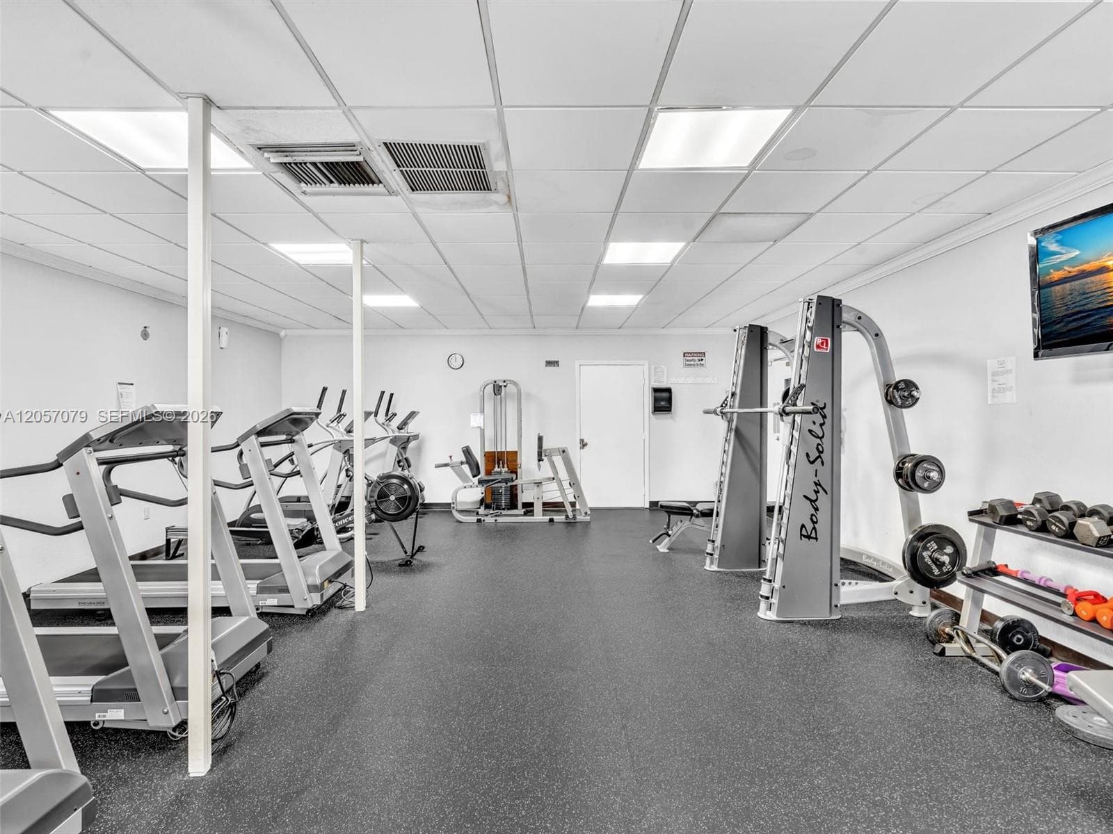 Fitness center weight training area